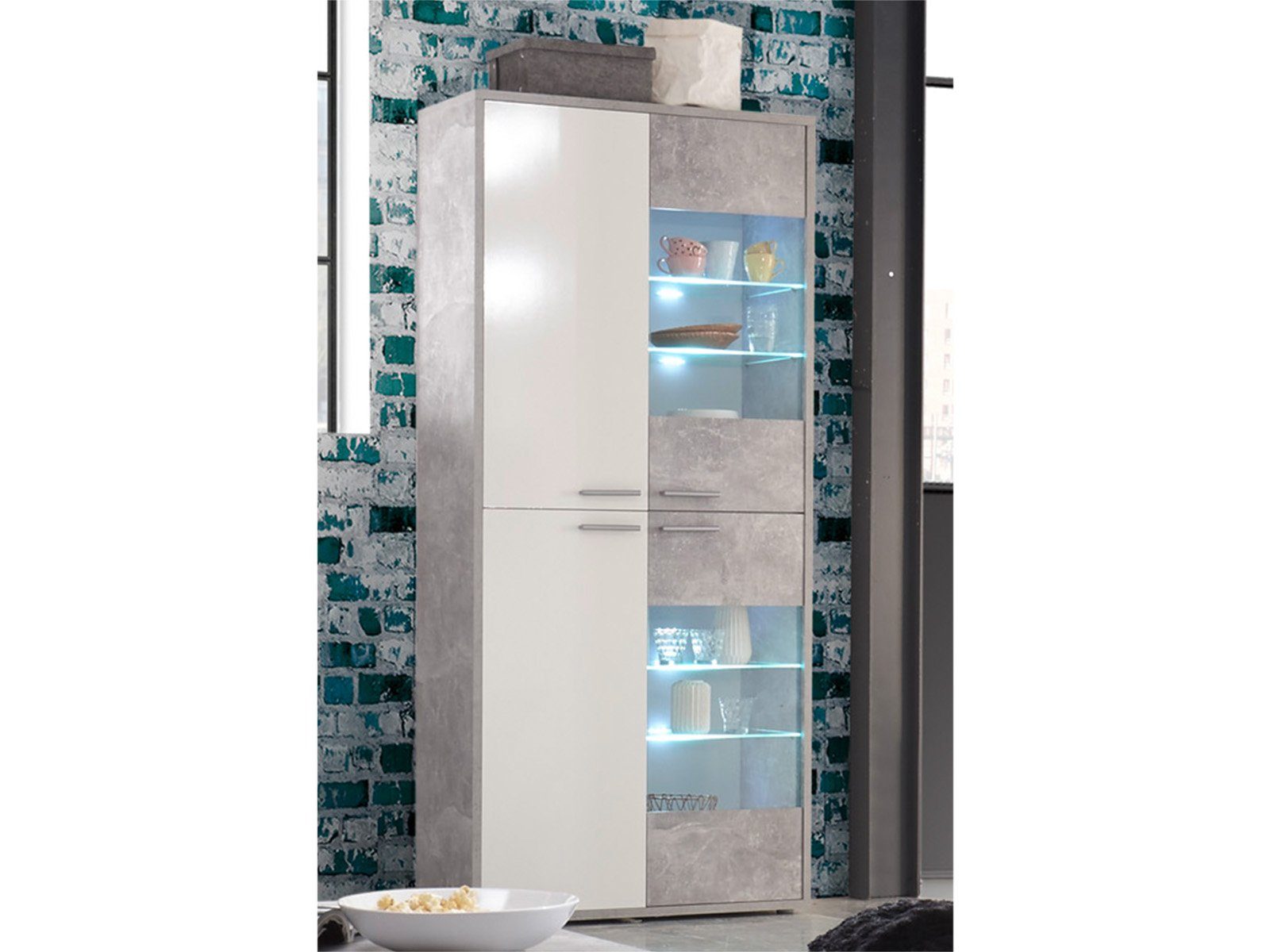 PREISBRECHER Vitrine Marion 90 x 197 x 37 cm (B/H/T)