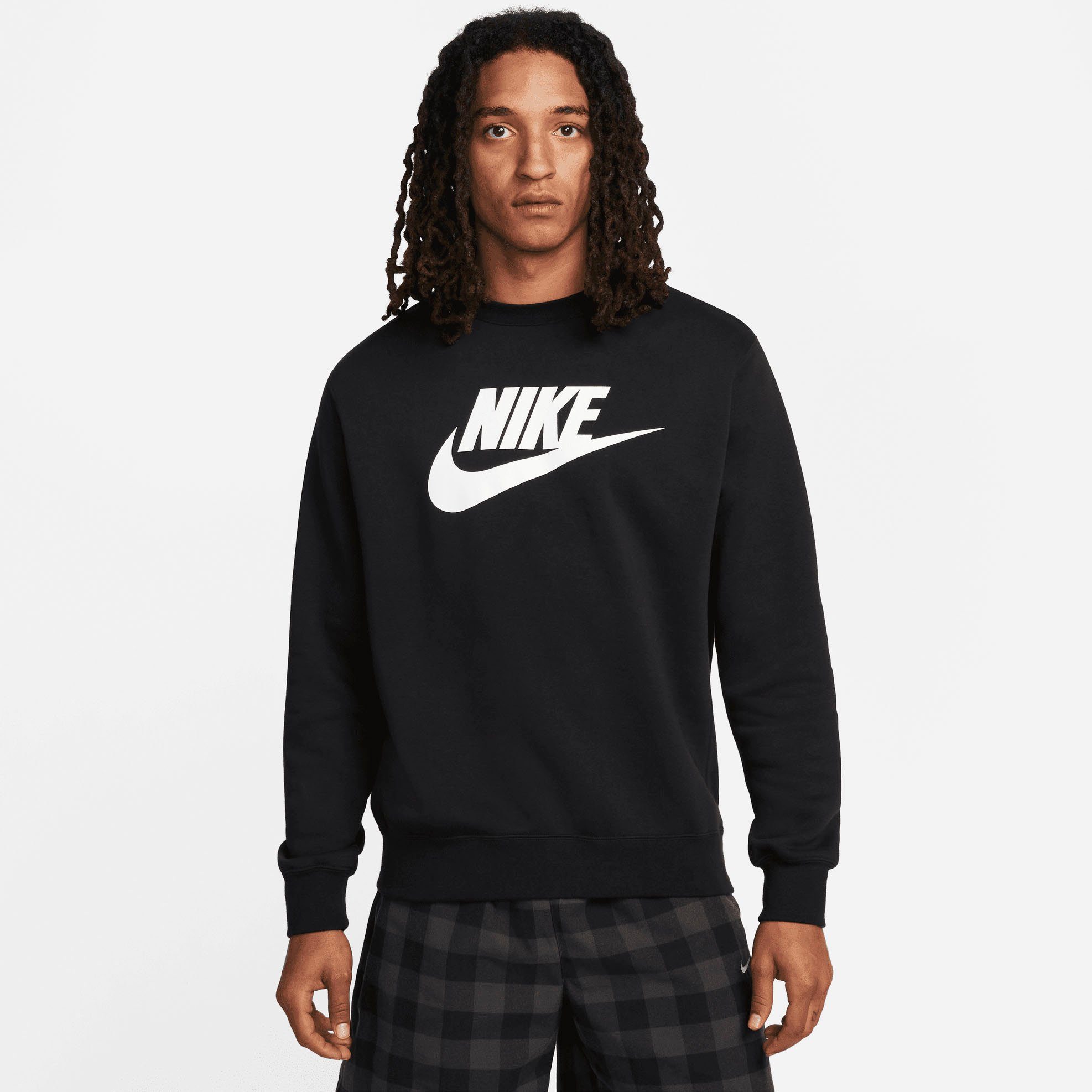 Fleece Sportswear Crew Club BLACK Nike Graphic Sweatshirt Men's