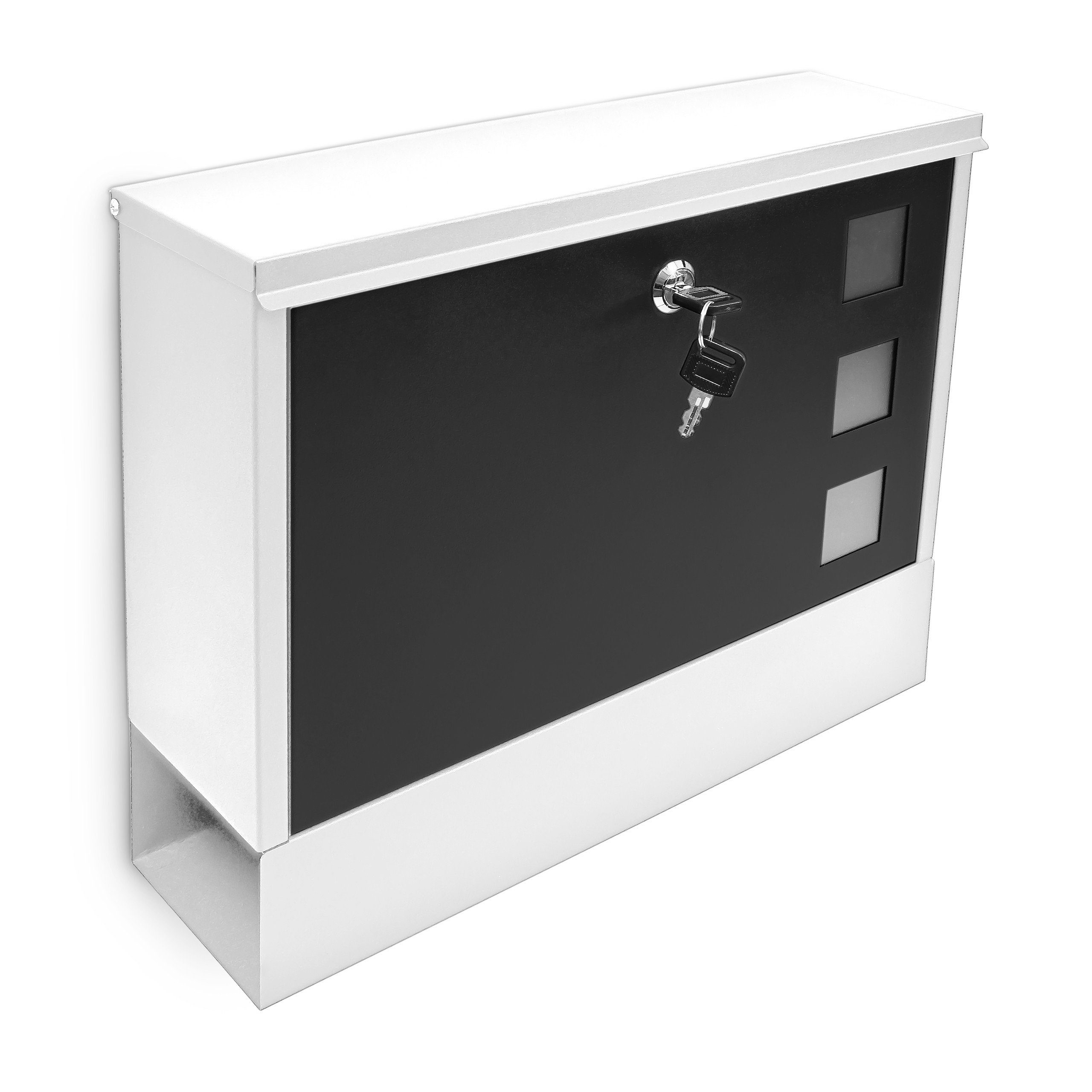 relaxdays Aufbewahrungsbox Briefkasten zweifarbig Farbauswahl, Weiß-Schwarz