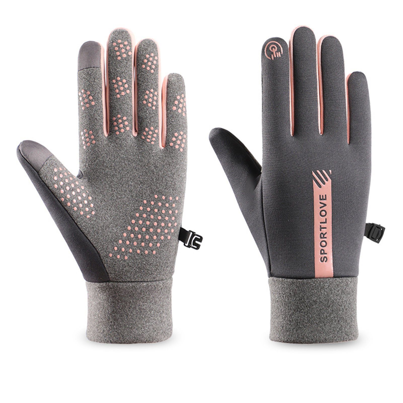 Blusmart Fahrradhandschuhe Sport-Touchscreen-Wärmehandschuhe, Winddichte Thermo-Sporthandschuhe dusty pink girl