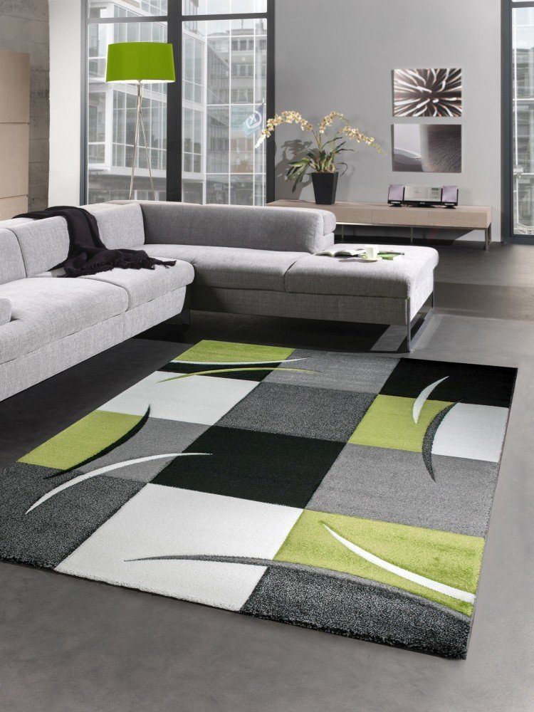 Carpetia Teppich Designer Teppich Wohnzimmerteppich karo grün grau creme sc günstig online kaufen