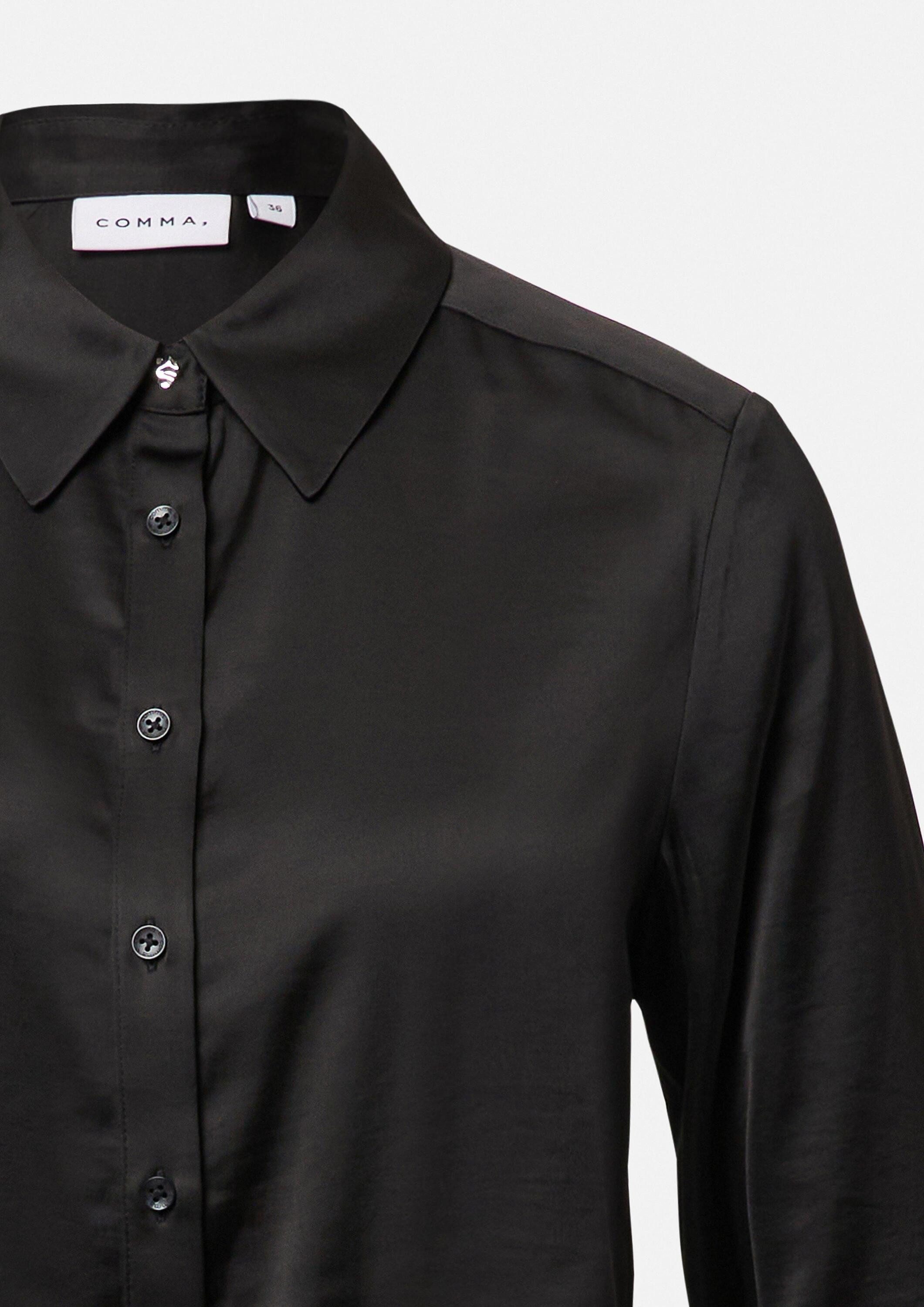 comma Langarmbluse Bluse Hemdbluse aus Satin