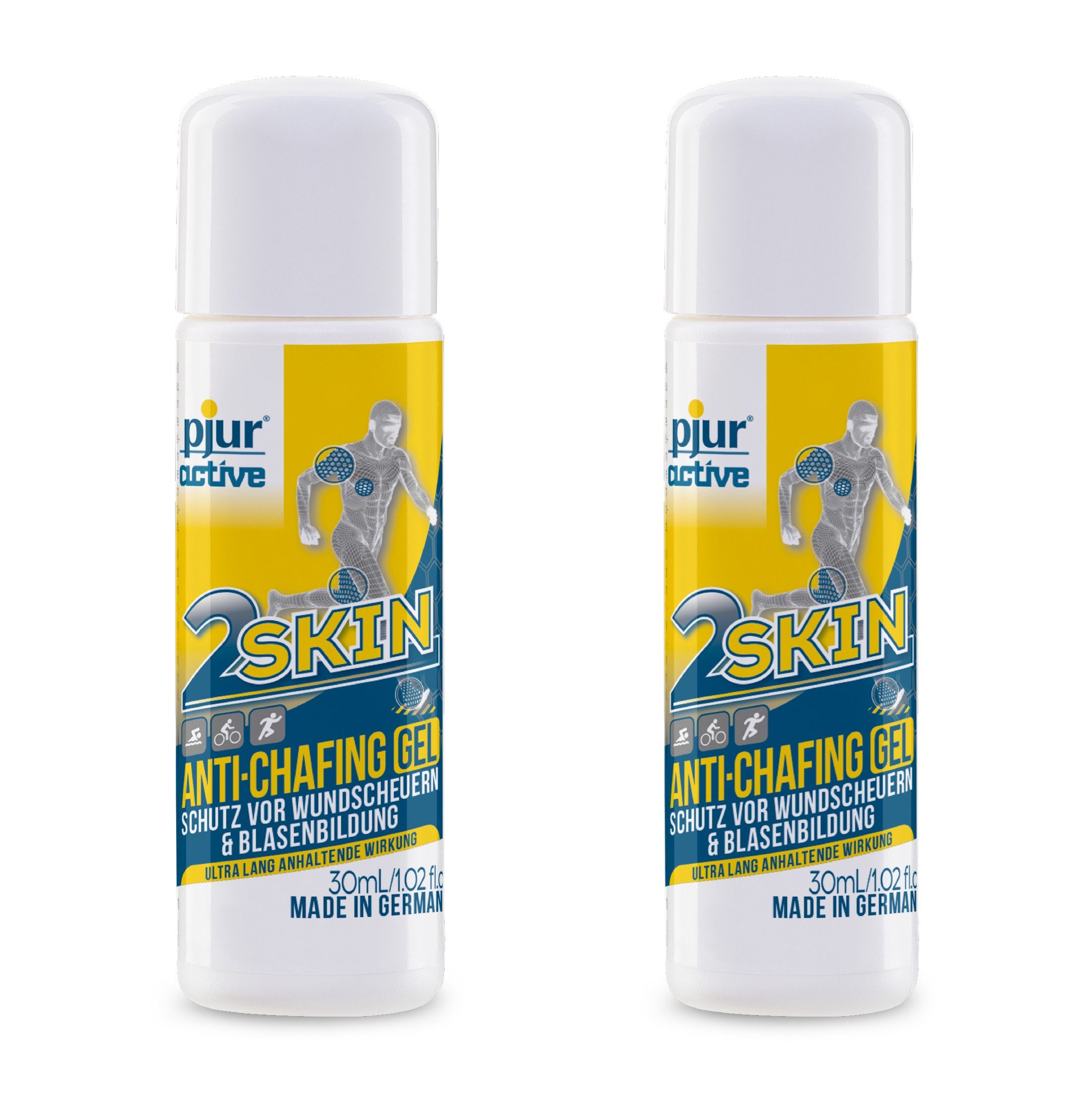 pjur Hautpflegegel 2SKIN Anti Chafing Gel 2er Set - á 30ml - wasser- und schweißresistent, gegen Reibung & Wundscheuern - perfekt für Sportler - Made in Germany