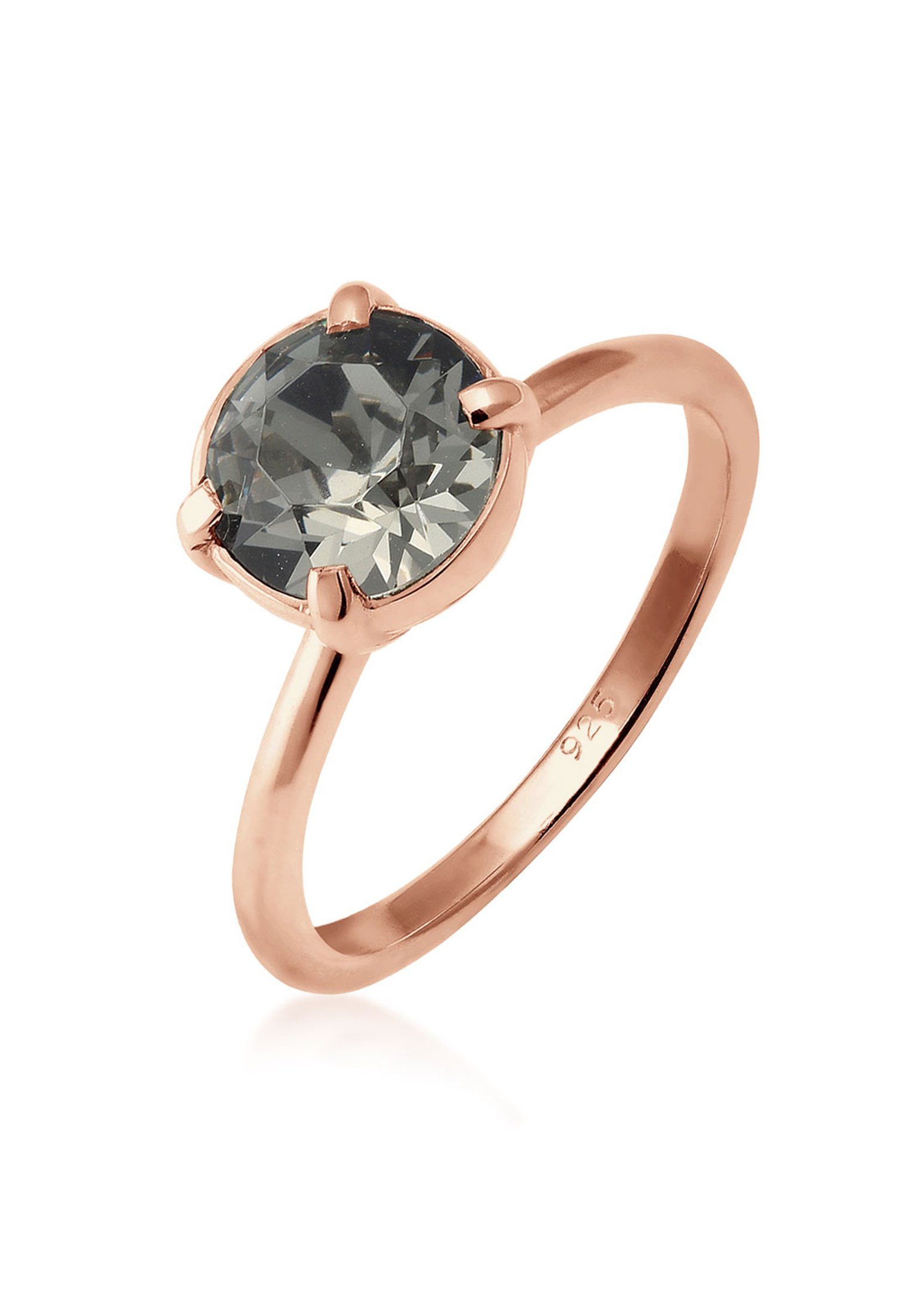 Elli Fingerring Solitär Kristalle 925 Silber vergoldet