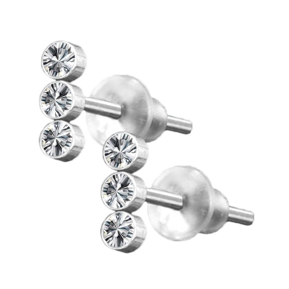 viva-adorno Paar Ohrstecker 3 Zirkonia Kristall günstig online kaufen
