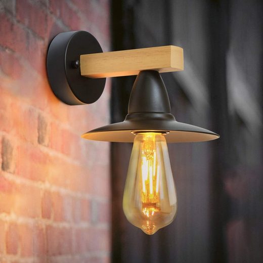 ZMH Wandleuchte »Wandlampe Holz retro innen E27 Industrie Design