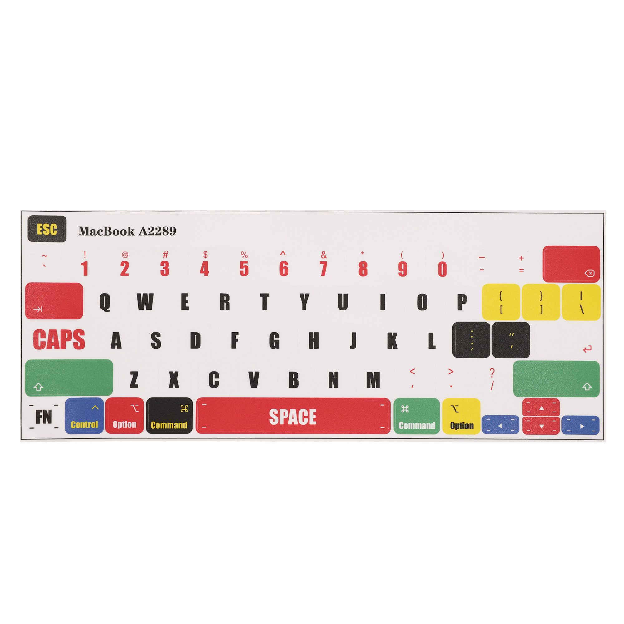 kwmobile Etui Apple MacBook Pro 13.3 M1 M2 (A2289 / A2251 / A2338) Sticker, Keyboard Sticker - Farb-Aufkleber für Amerikanische QWERTY Tastatur
