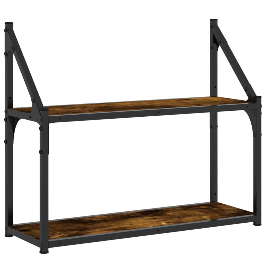 vidaXL Regal Wandregal 2 Fächer Räuchereiche 60x21x51 cm Holzwerkstoff, 1-tlg.
