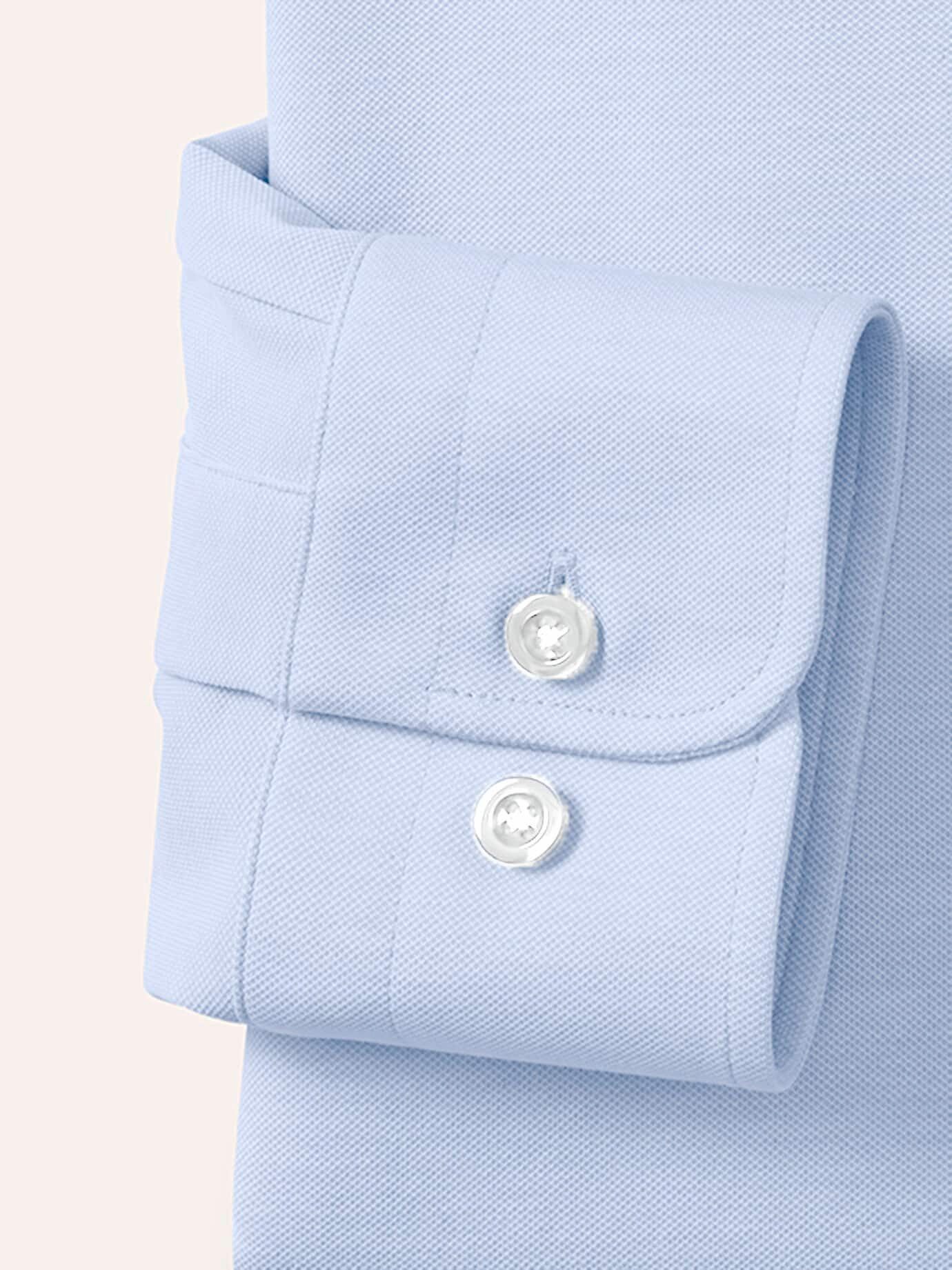 Walbusch Langarmhemd Herren Comfort-Pique Hemd Regular Fit Langarm Baumwolle Pflegeleicht, elastisch mit Kentkragen und Brusttaschen-Stickerei – Bild 4 von 4