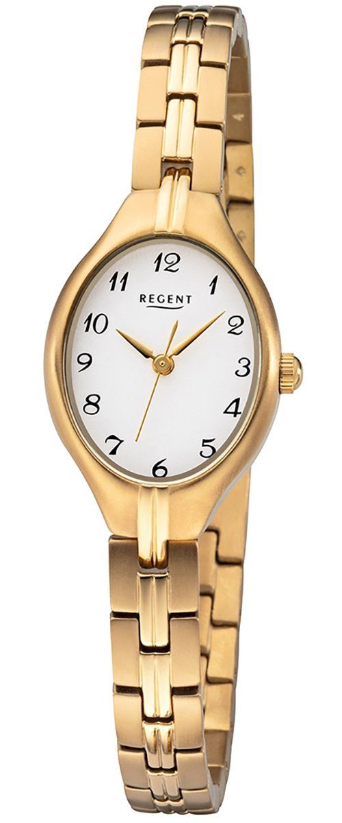 Regent Quarzuhr Regent Damen Uhr F-1163 Metall Quarzwerk, Damen Armbanduhr oval, mittel (ca. 35mm), Metallarmband
