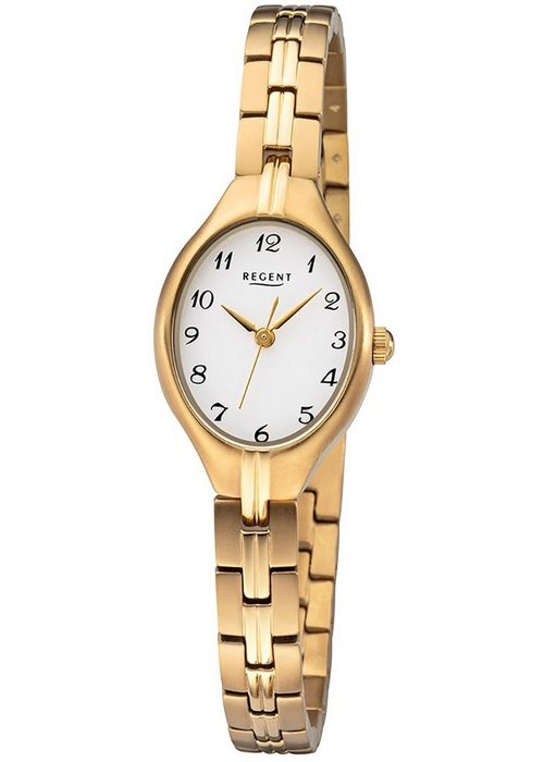 Regent Quarzuhr Regent Damen Uhr F-1163 Metall Quarzwerk (Armbanduhr) Damen Armbanduhr oval Metallarmband gold