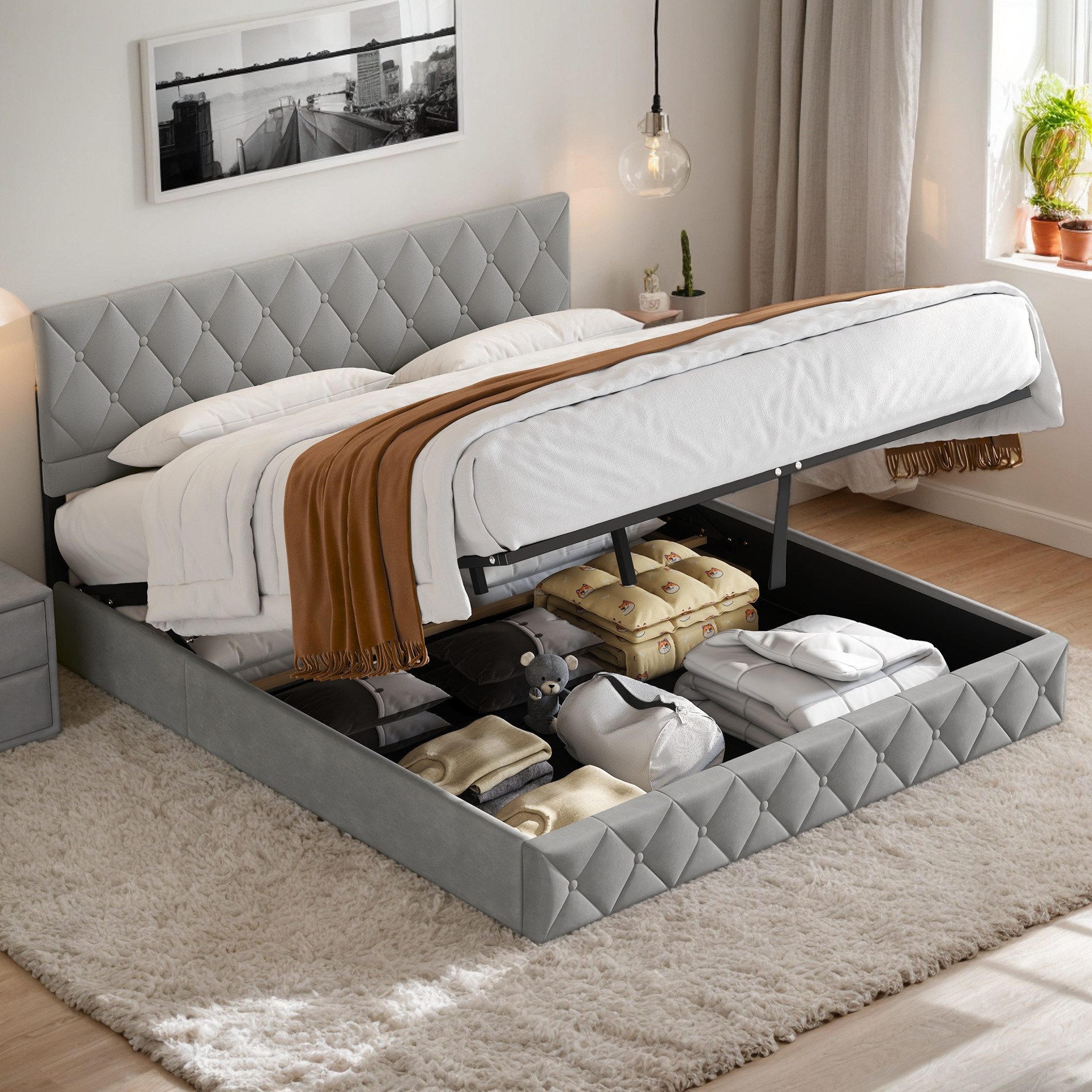 REDOM Polsterbett Funktionsbett Stauraumbett (Strapazierfähig und günstig online kaufen