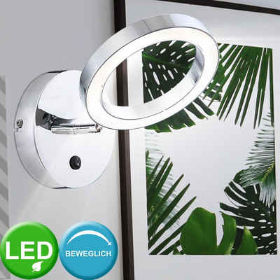 etc-shop LED Wandleuchte, Leuchtmittel inklusive, Neutralweiß, LED 9 Watt Wand Strahler beweglich Beleuchtung Ring Lampe Esszimmer