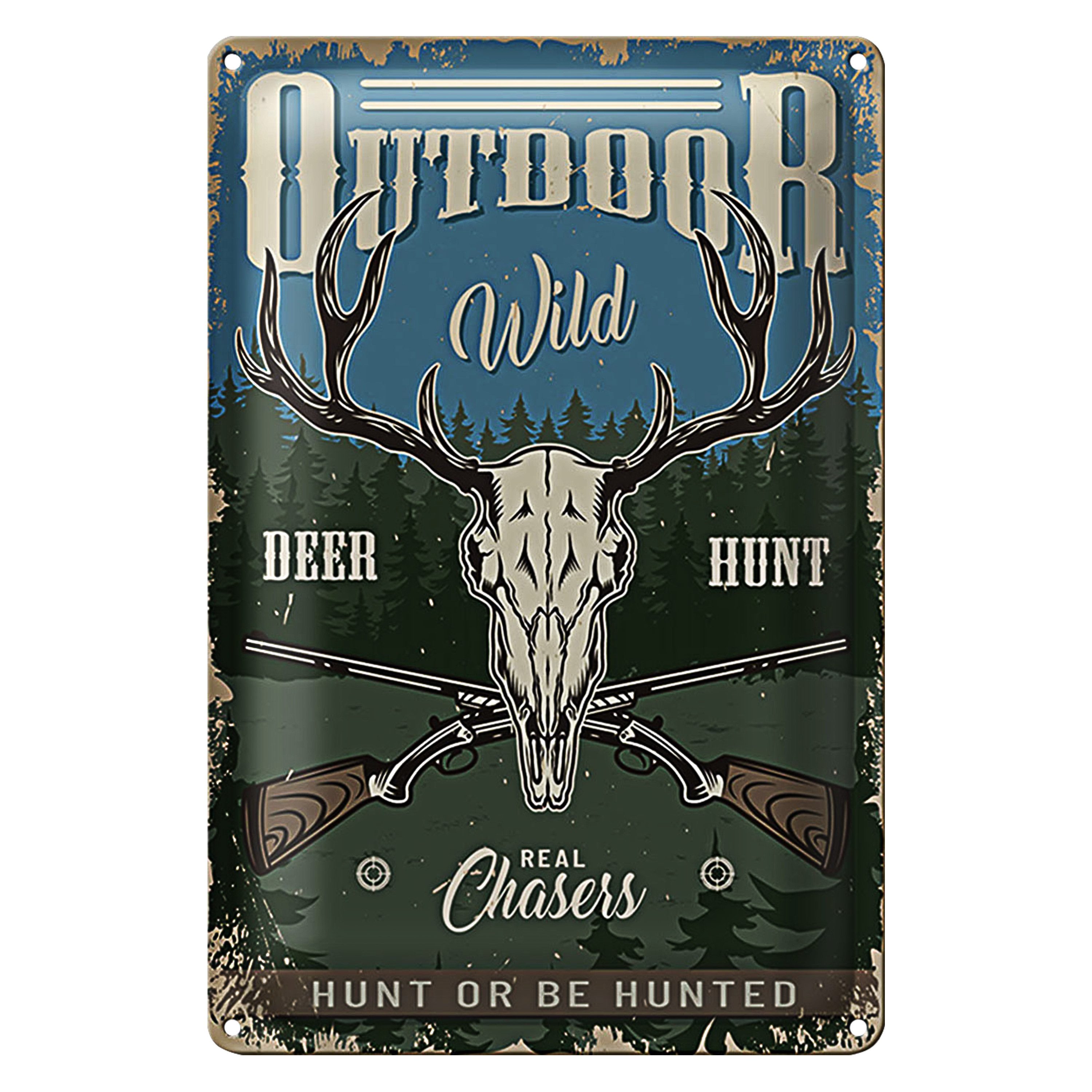 Roomando Metallschild Blechschild Jagd 20x30cm Outdoor wild deer hunt