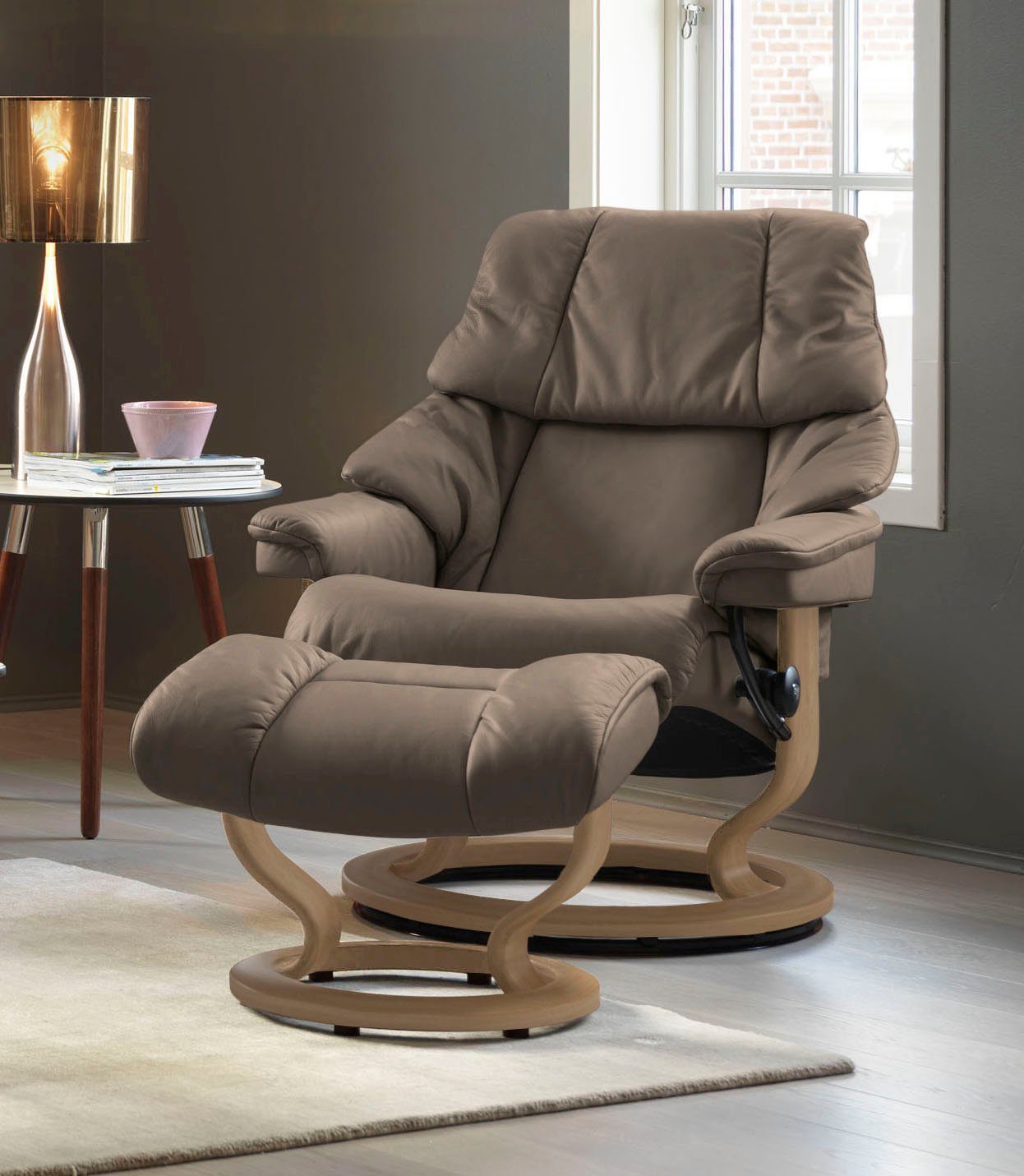 Stressless® Relaxsessel Reno (Set, Relaxsessel mit Hocker), mit Hocker, mit  Classic Base, Größe S, M & L, Gestell Eiche