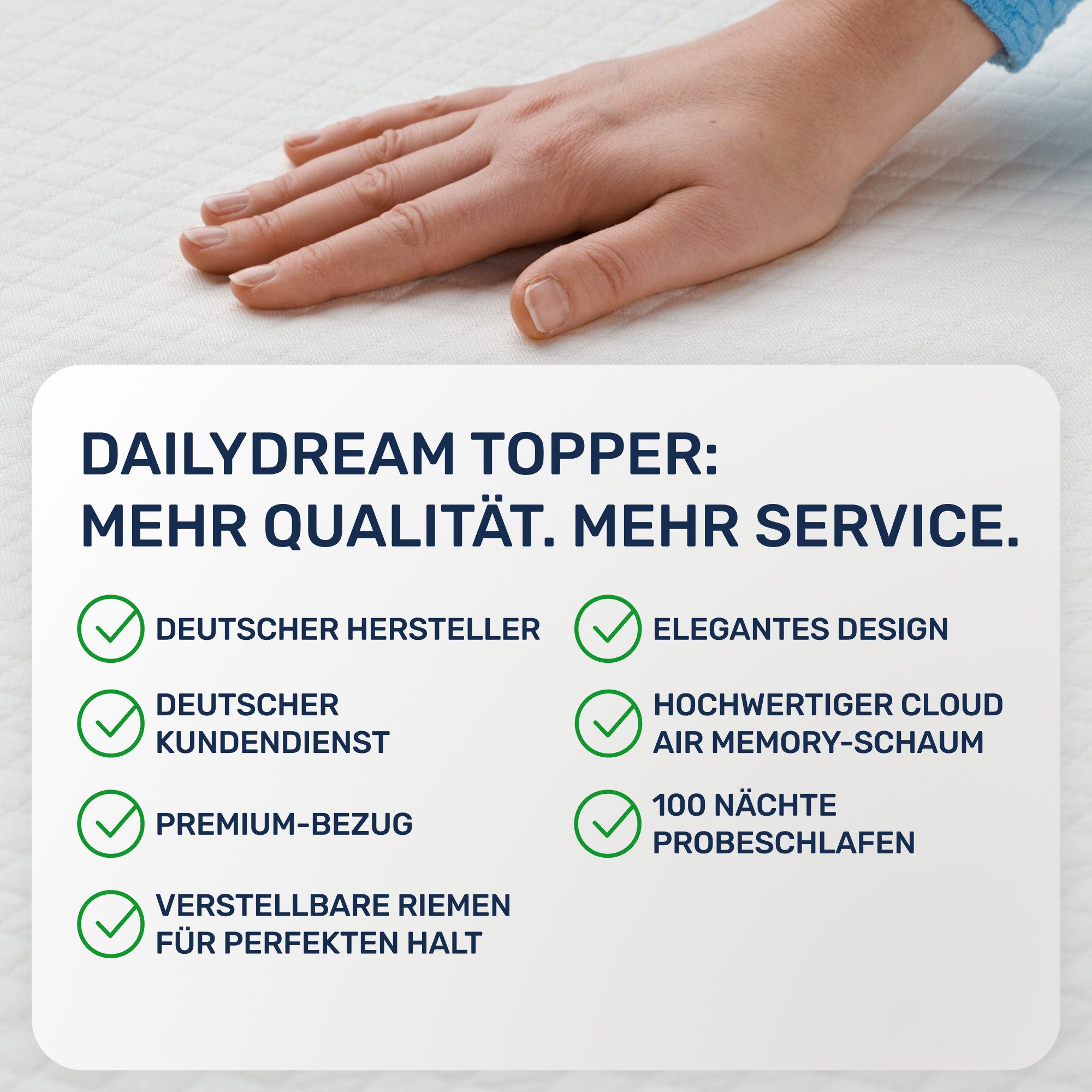 Dailydream, Topper Zertifiziert & ergonomisch, Vergleichssieger, rutschfest, H1/2, (Pure Edition), sorgt für Druckentlastung und einen erholsamen Schlaf