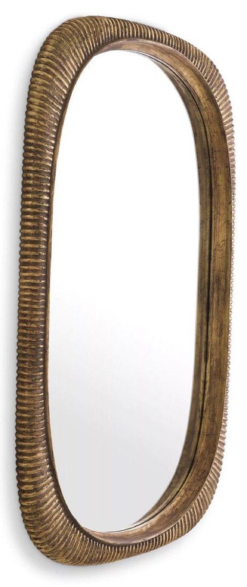 Casa Padrino Spiegel Luxus Spiegel Antik Gold 95 x 6 x H. 142 cm - Mahagoni Wandspiegel - Wohnzimmer Spiegel - Garderobenspiegel - Luxus Kollektion | Spiegel