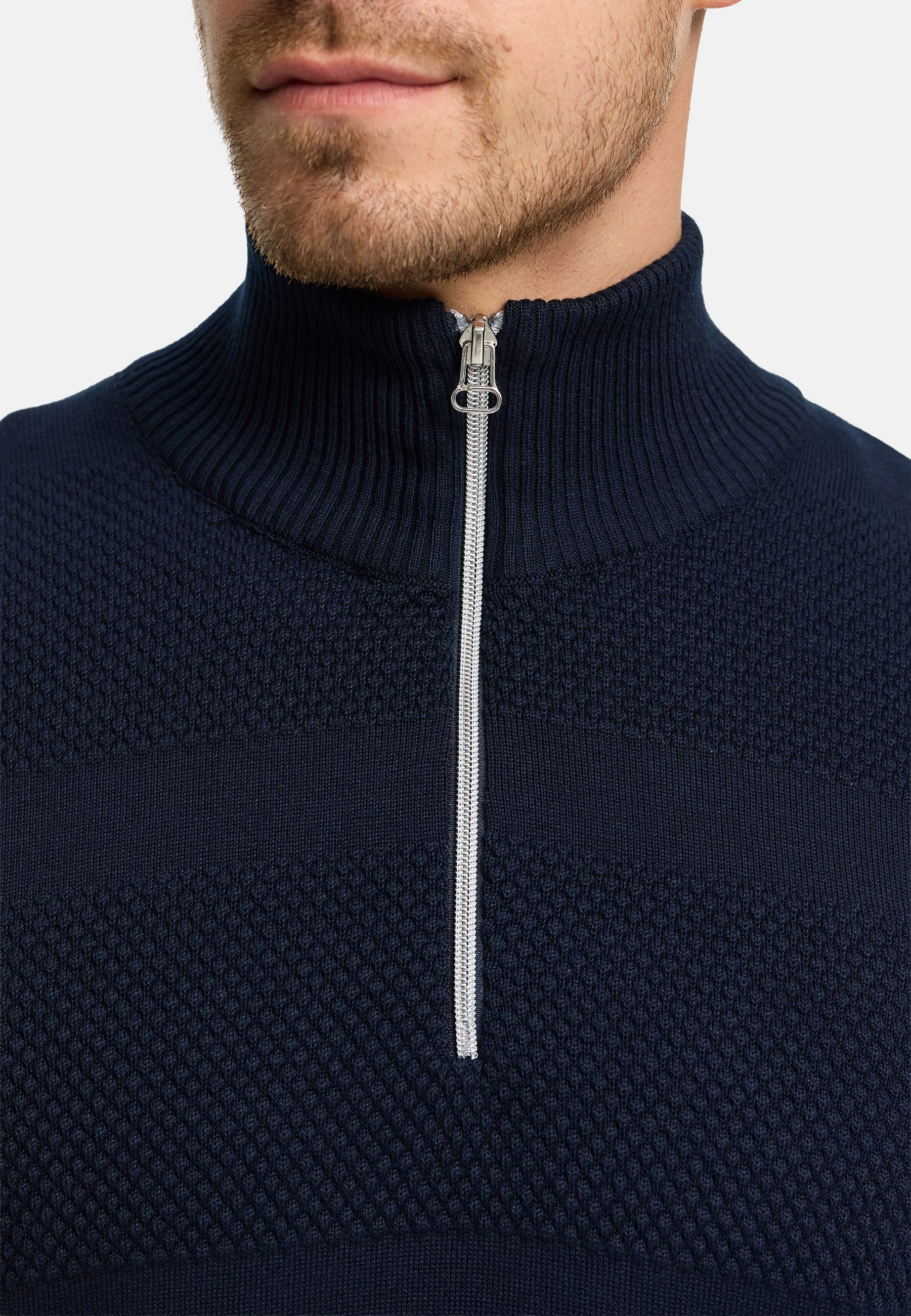 Kronstadt Strickpullover Herren KSHannes Half-Zip Pullover Herrenpullover aus hochwertigem Jaquard-Feinstrick