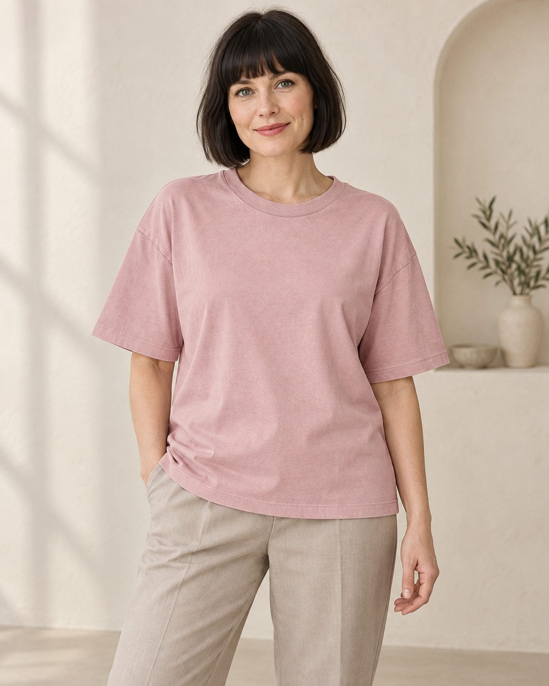 Sitztgut T-Shirt für Damen aus Bio-Baumwolle mit Vintage-Optik (1-tlg) 155 g/m² Single Jersey mit stückgefärbter Vintage-Optik