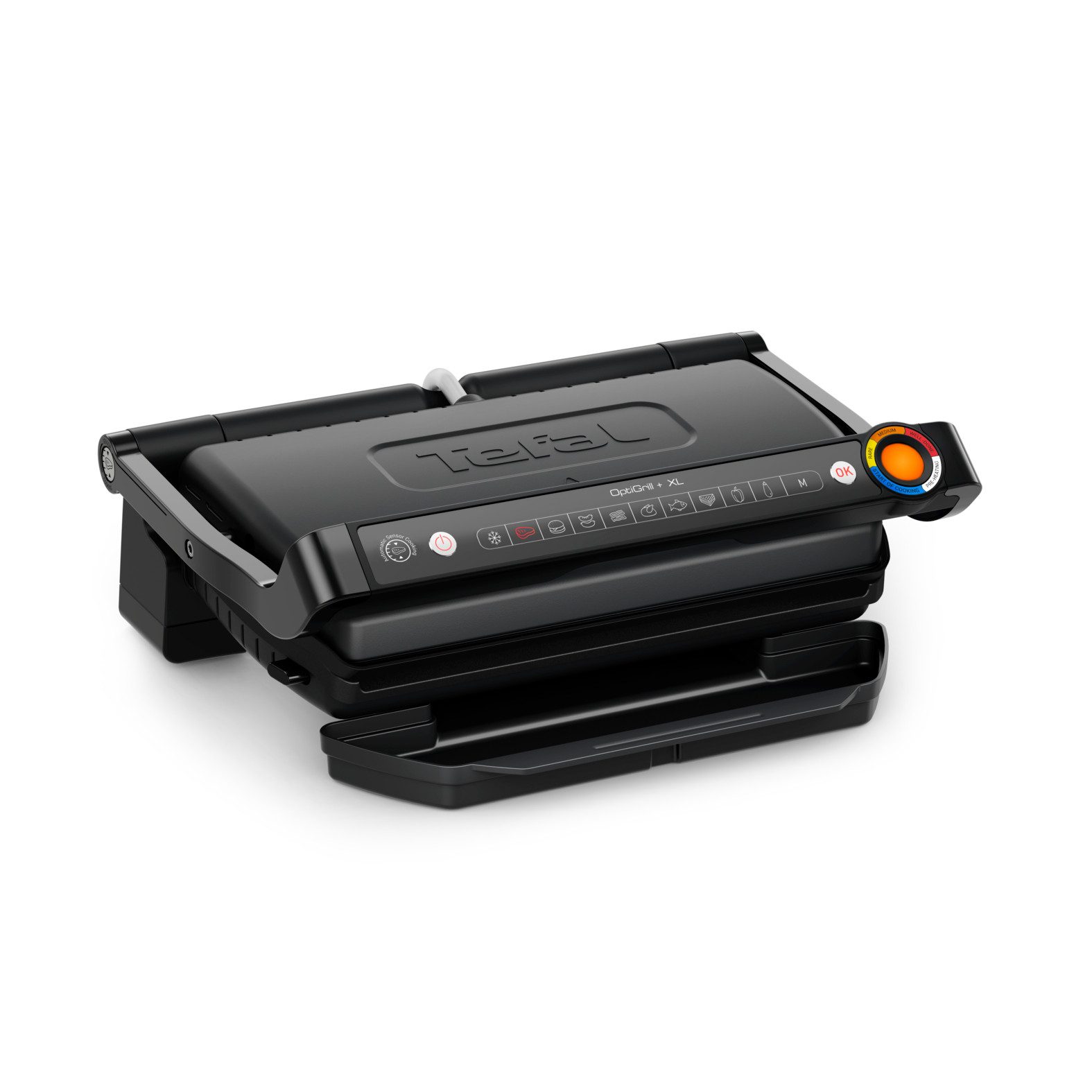 Tefal Kontaktgrill OptiGrill+ XL, erneuerte Kochstufenanzeige, 9 automatische Programme, 2000 W, ein manuelles Programm, spülmaschinengeeignete Platten, GC7278