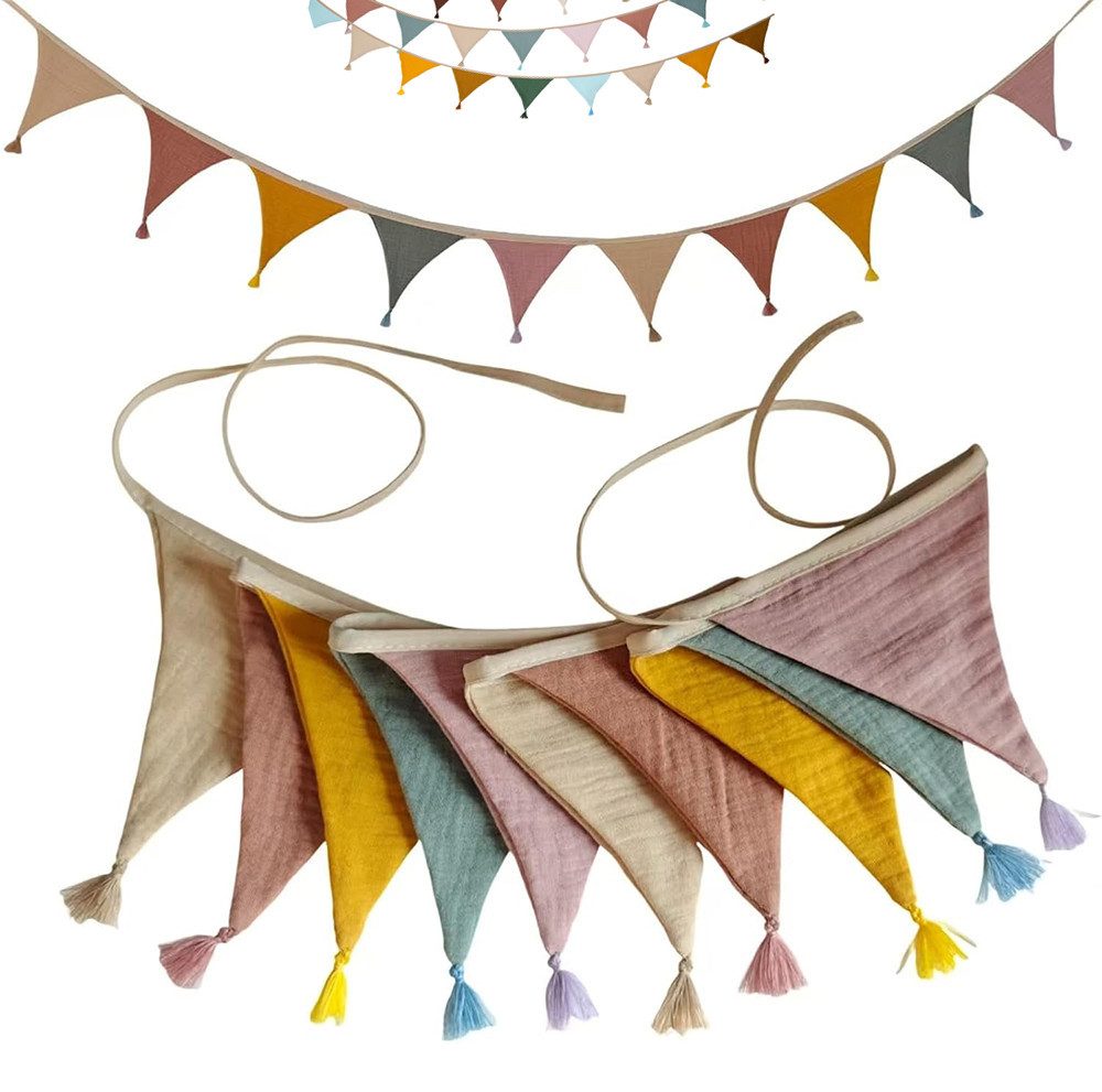 Bomiclss Wimpelkette Outdoor-Wimpelkette, bunt, Stoffgirlande für draußen, Kinderzimmer, Babyzimmer, Bett, Hausbett, Wanddekoration,Deko zum Aufhängen