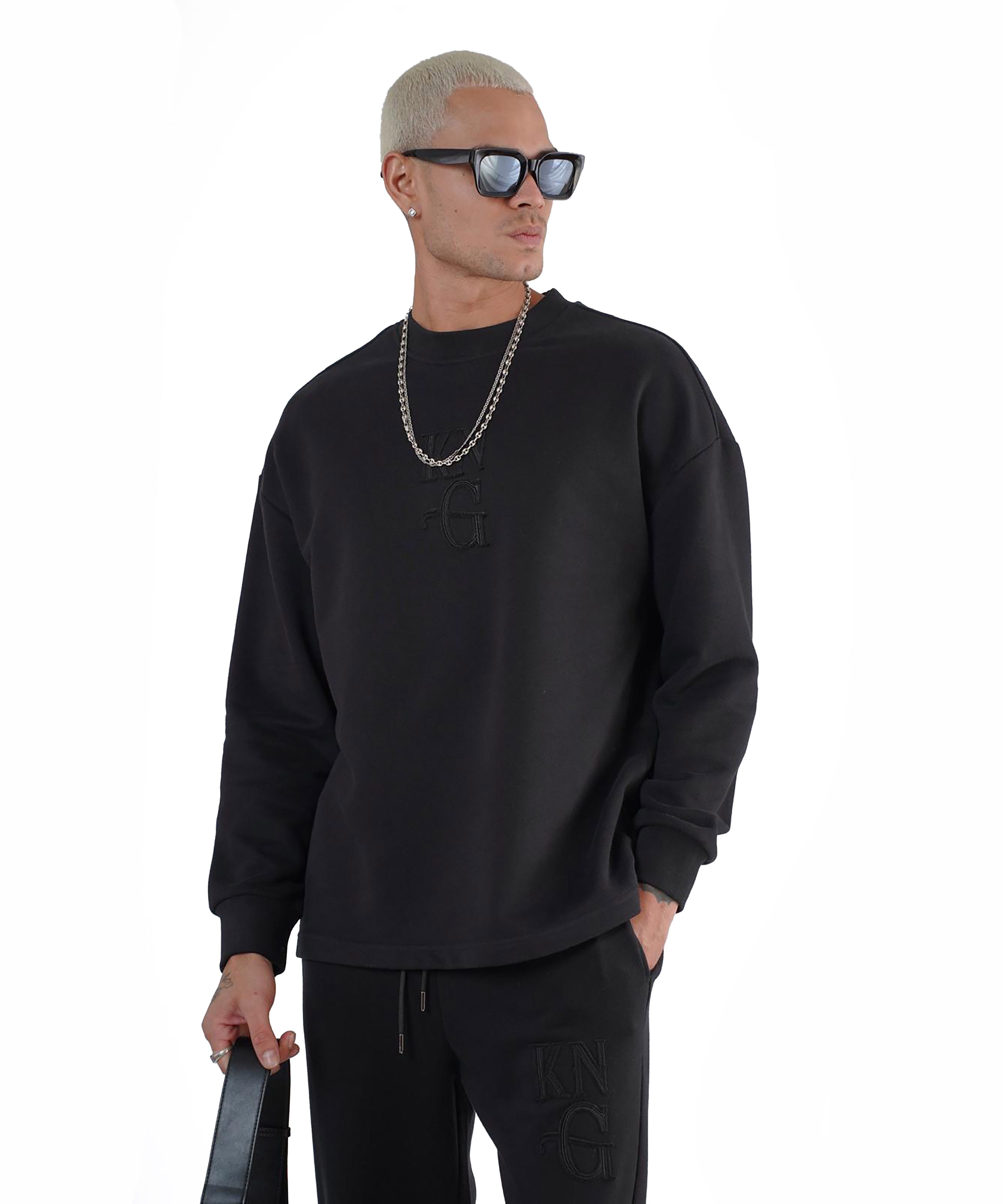 Denim Distriqt Freizeitanzug Freizeitanzug im Baggy Look mit Stickerei Schw günstig online kaufen