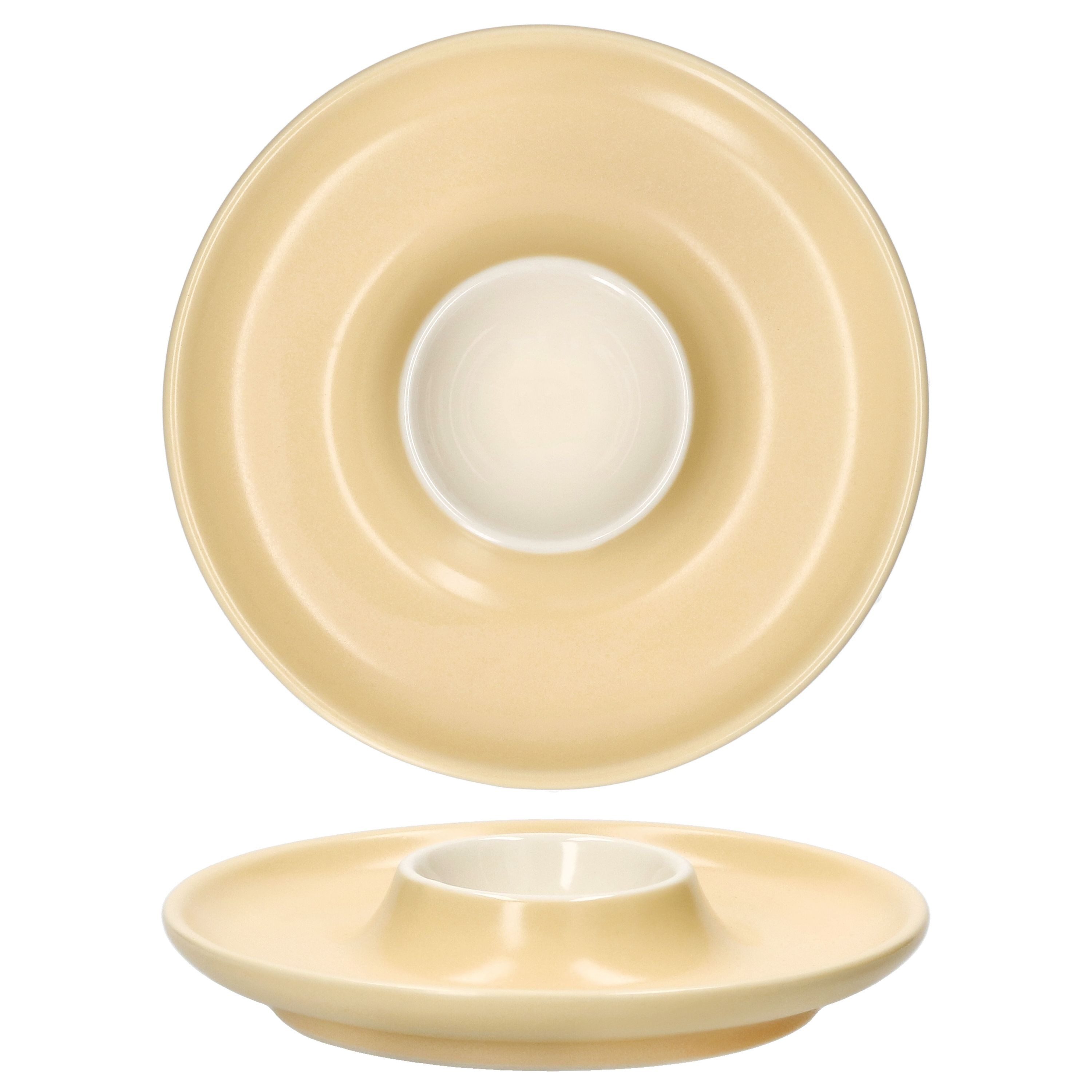 Ritzenhoff & Breker Eierbecher Ritzenhoff 6x Jasper Eierbecher mit Ablage Vanille Steingut 6 Personen