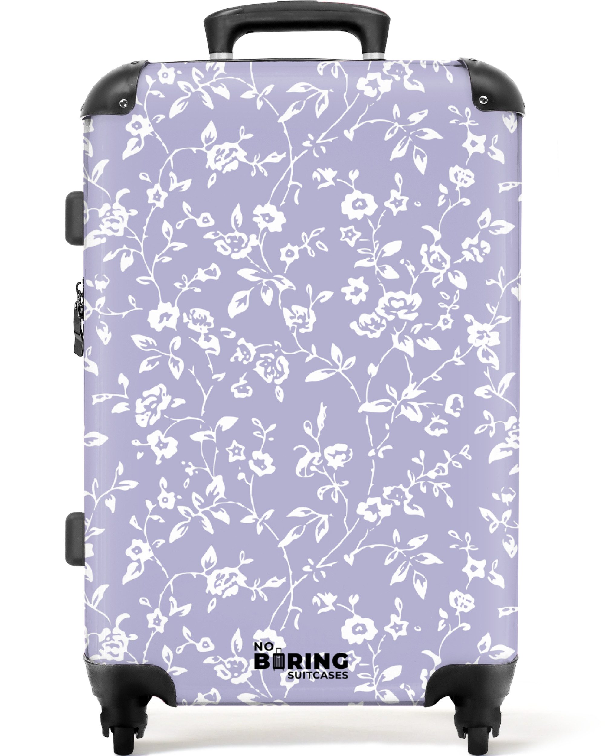 NoBoringSuitcases.com© Hartschalen-Trolley Helles Violett mit floralem günstig online kaufen