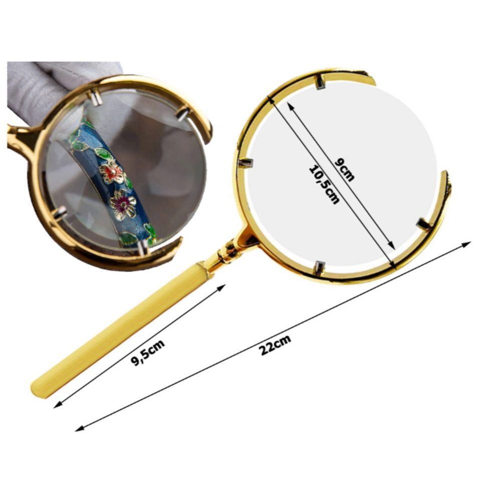 VERK GROUP Handlupe Handlupe 6-fach Vergrößerung Goldfarben – Leselupe 22 cm für Senioren – Bild 2 von 5