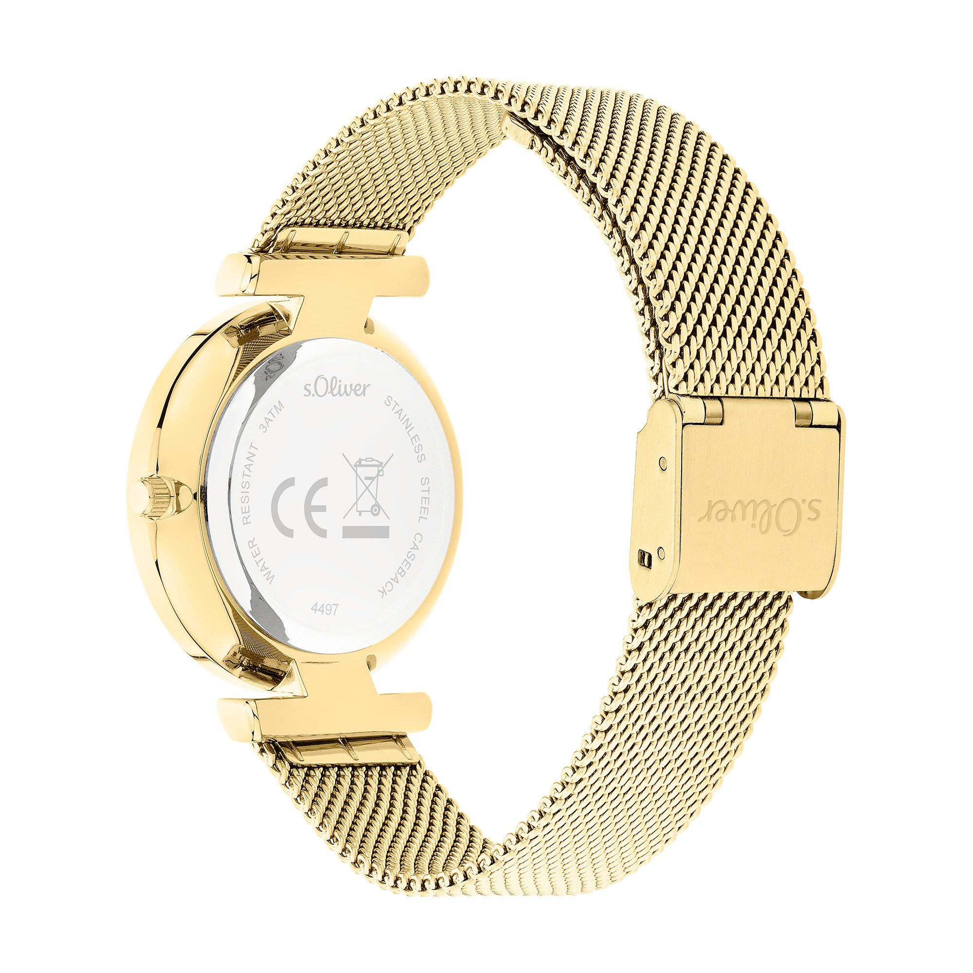 s.Oliver Quarzuhr Soft Connection SO-4497-MQ, Armbanduhr, Damenuhr, Edelstahlarmband, analog