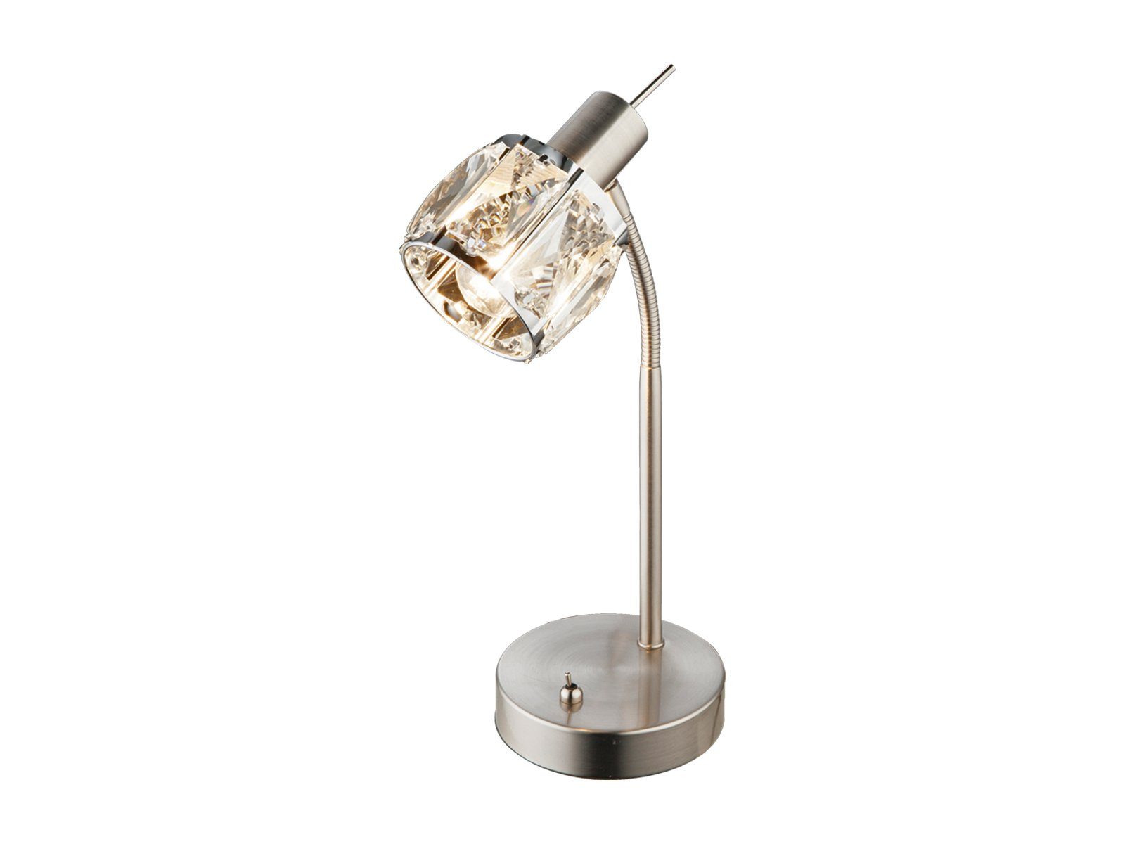 dimmbar wechselbar, kleine Silber Lampenschirm Dimmfunktion, 28cm Nachttischlampe, Kristall H: meineWunschleuchte LED Leselampe warmweiß, Designer LED