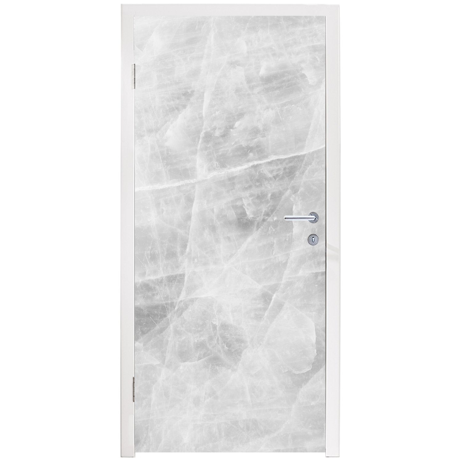 Türtapete - - Tür, Luxus Türaufkleber, bedruckt, St), - Marmoroptik, für MuchoWow Stein Weiß cm Matt, Fototapete (1 - 75x205 Marmor