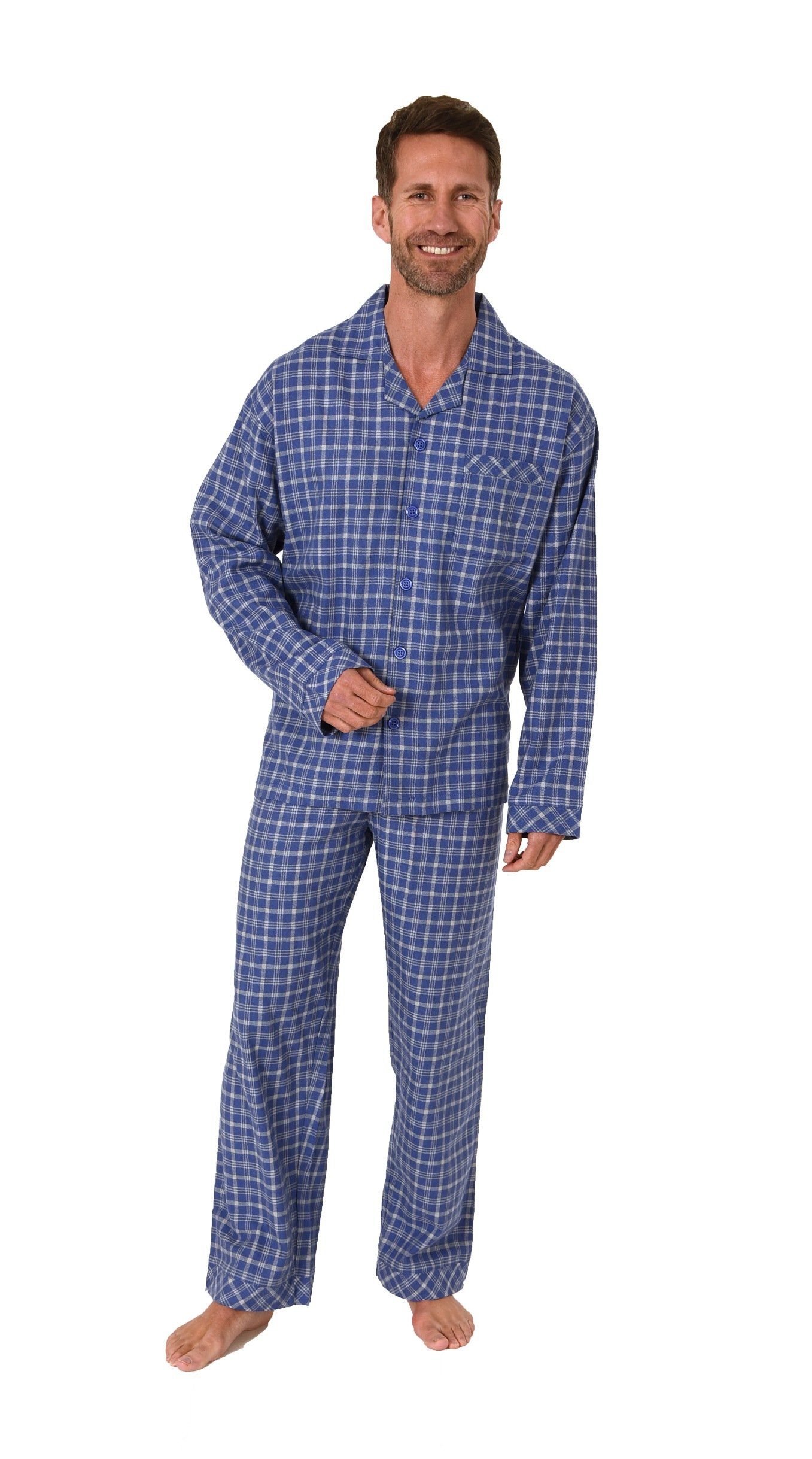Trend by Normann Pyjama Herren Flanell Schlafanzug zum durchknöpfen - auch günstig online kaufen
