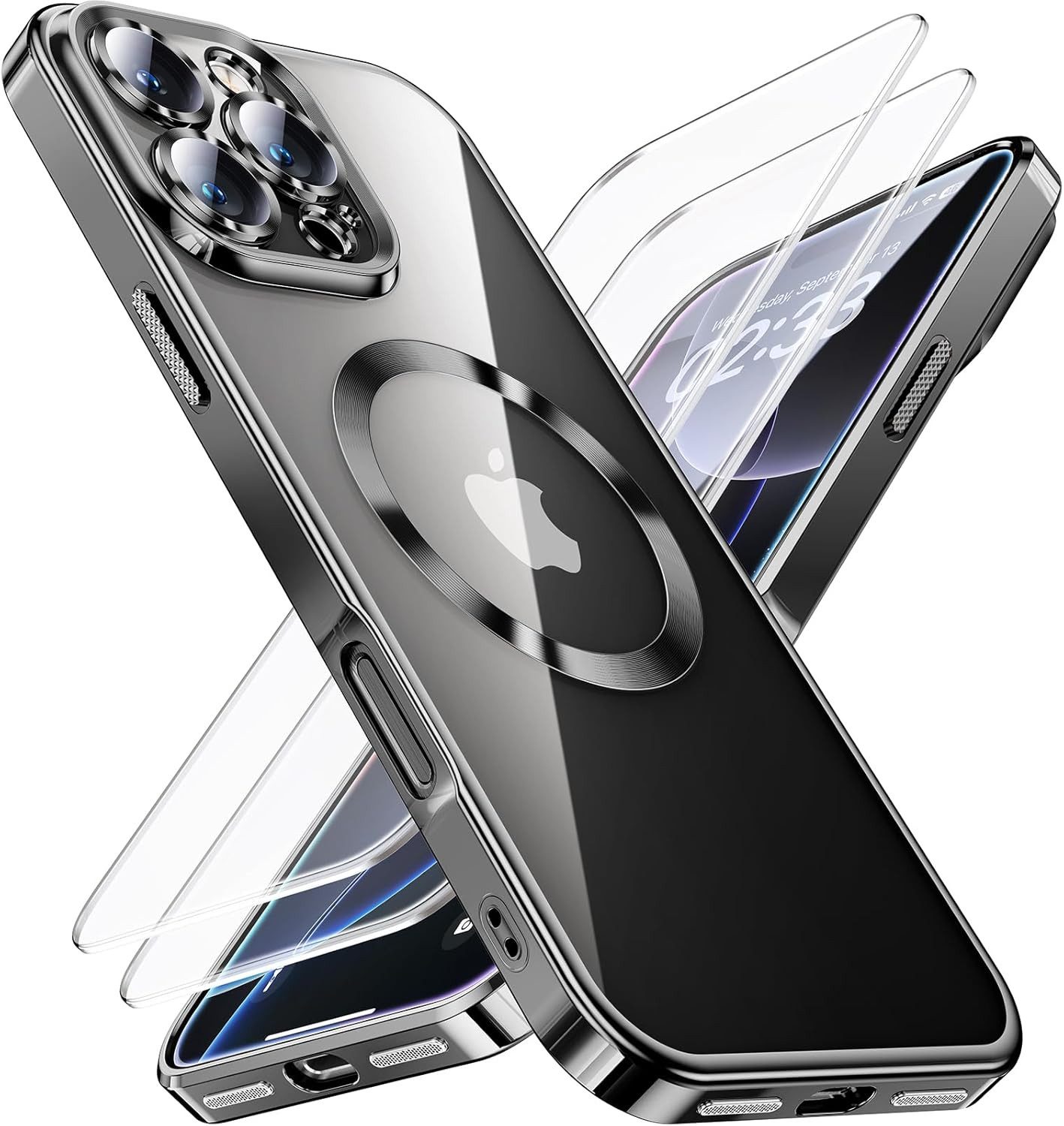 MSM Handyhülle Hülle + 2X Schutzglas für iPhone 16 Pro Max MagSafe Panzerfolie Titan