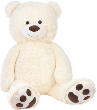 BRUBAKER Kuscheltier XXL Teddybär Weiß 100 cm mit Hello Baby Herz (Stofftier Plüschtier, 1-St), Kuscheltier Geschenk für Geburt, Babyparty, Gender Reveal