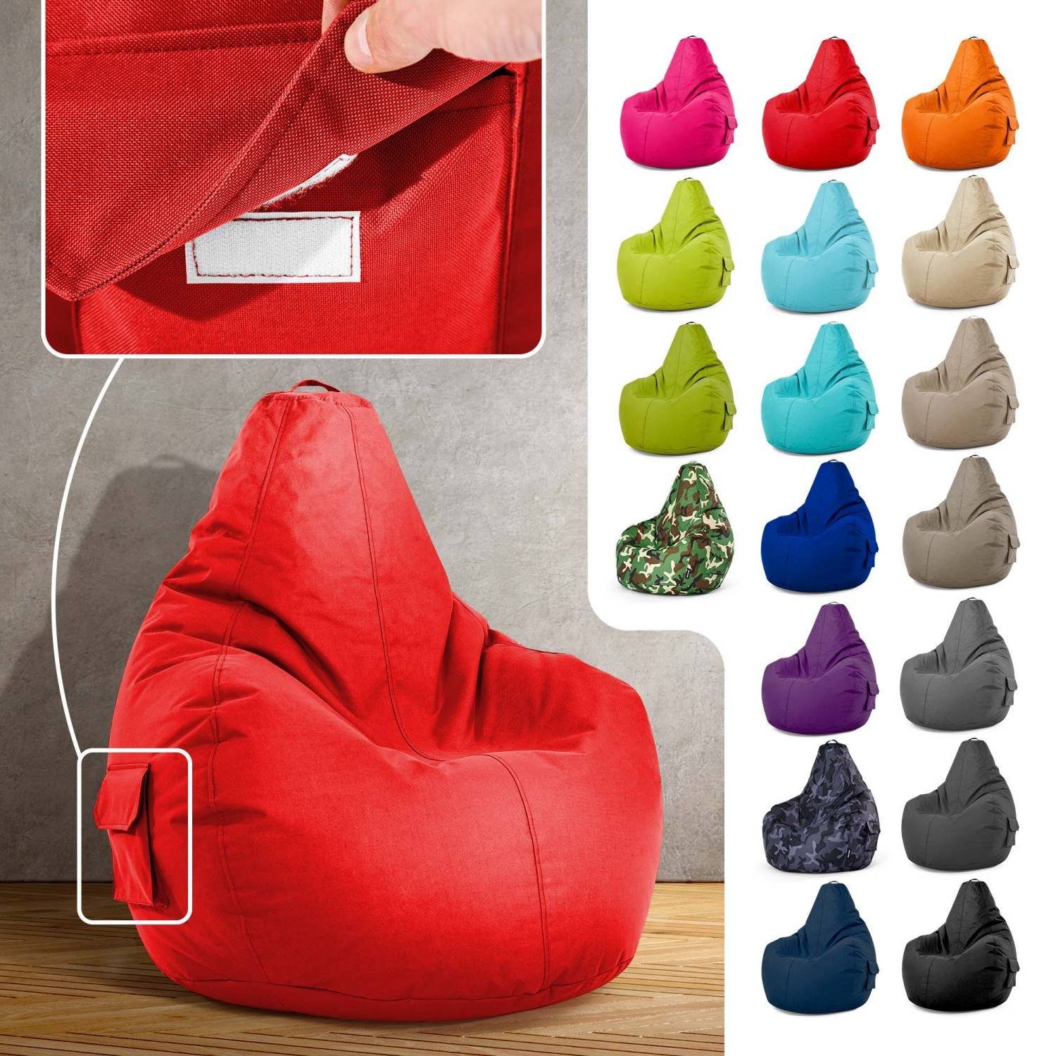 Green Bean Sitzsack Cozy (Sitzsack mit Rückenlehne 80x70x90cm - Gaming Chai günstig online kaufen