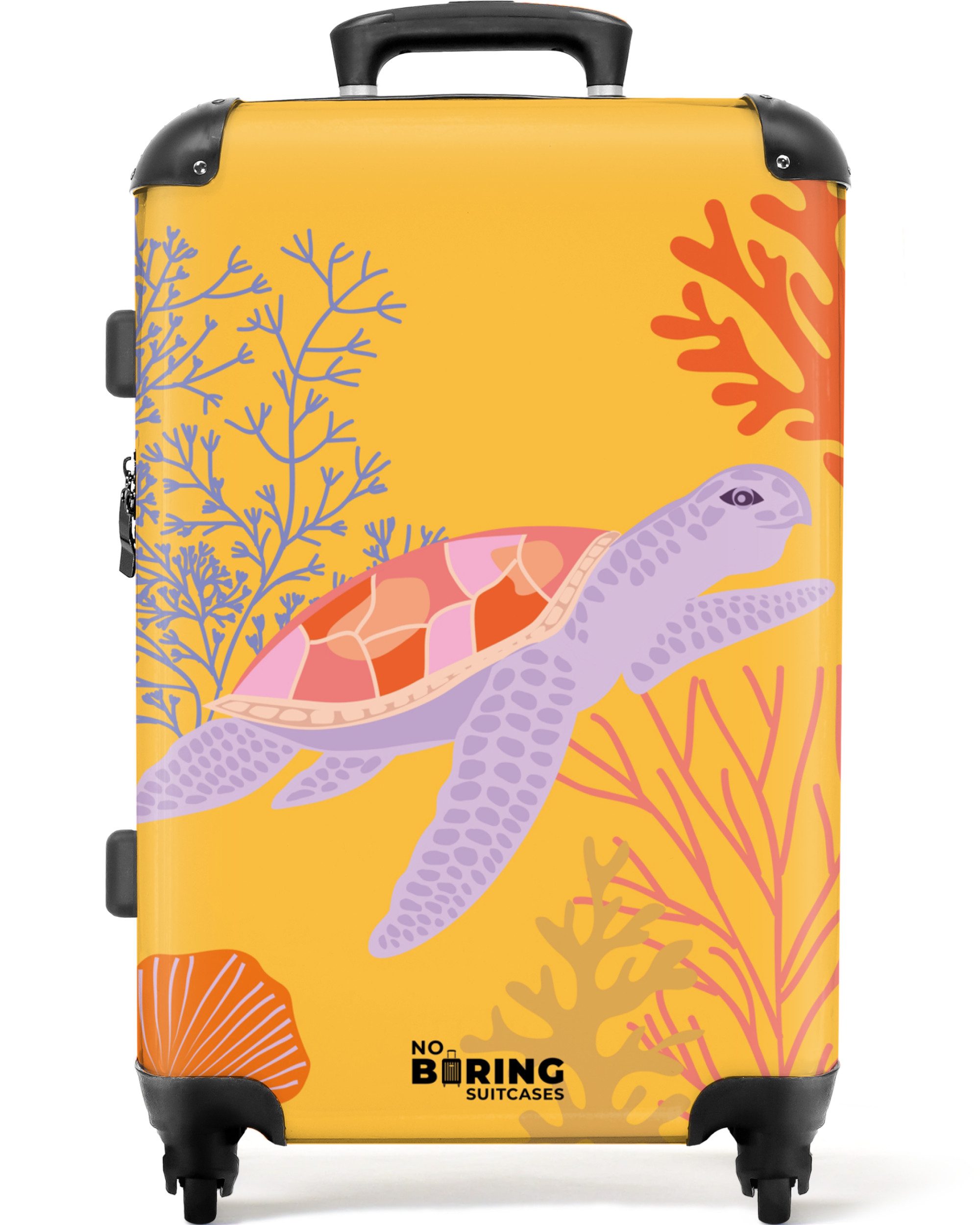 NoBoringSuitcases.com© Hartschalen-Trolley Gelb mit Schildkröte 67 günstig online kaufen