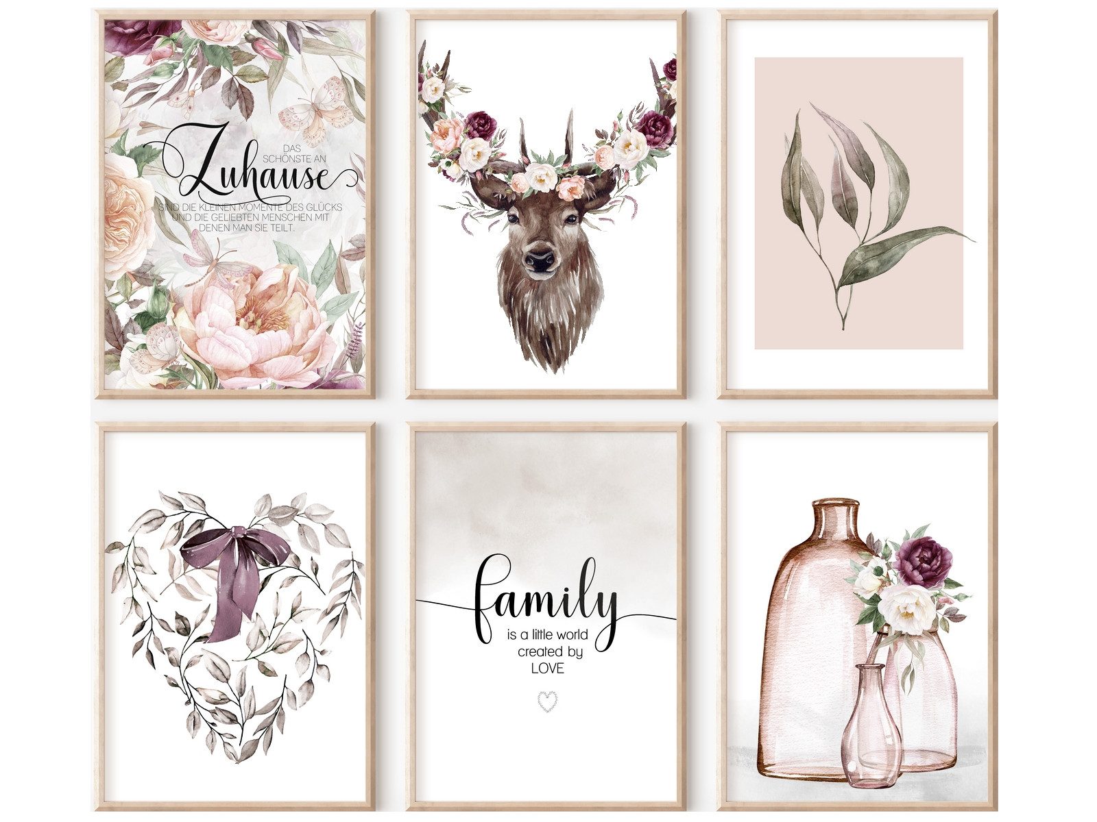 Poster Bilderset Bilderwand Wandbilder DAS SCHÖNSTE AN ZUHAUSE - FAMILY