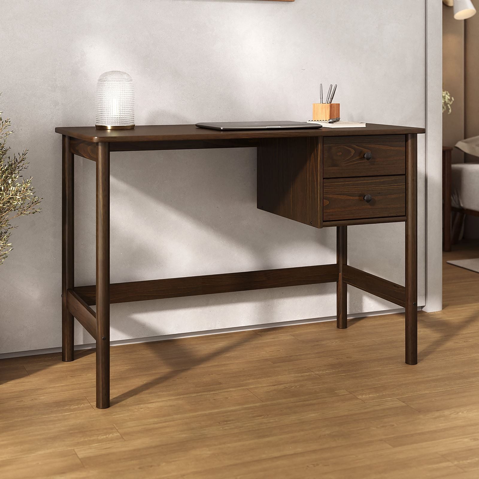 IDIMEX Schreibtisch MARLO, Holzschreibtisch mit 2 Schubladen aus Massivholz günstig online kaufen