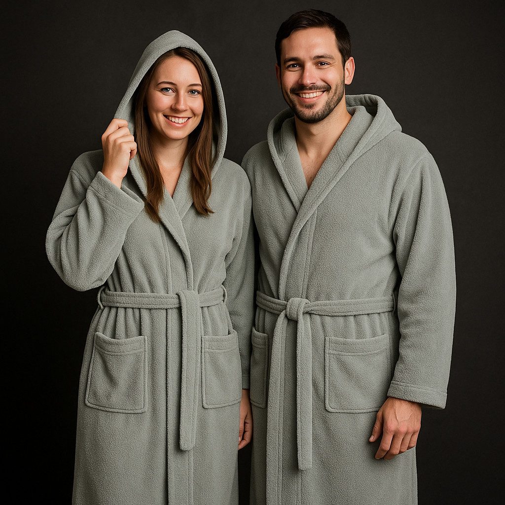 Betz Bademantel Saunamantel mit Kapuze BERLIN für Herren und Damen, Wadenlang, 100% Baumwolle, Kapuze, gürtel