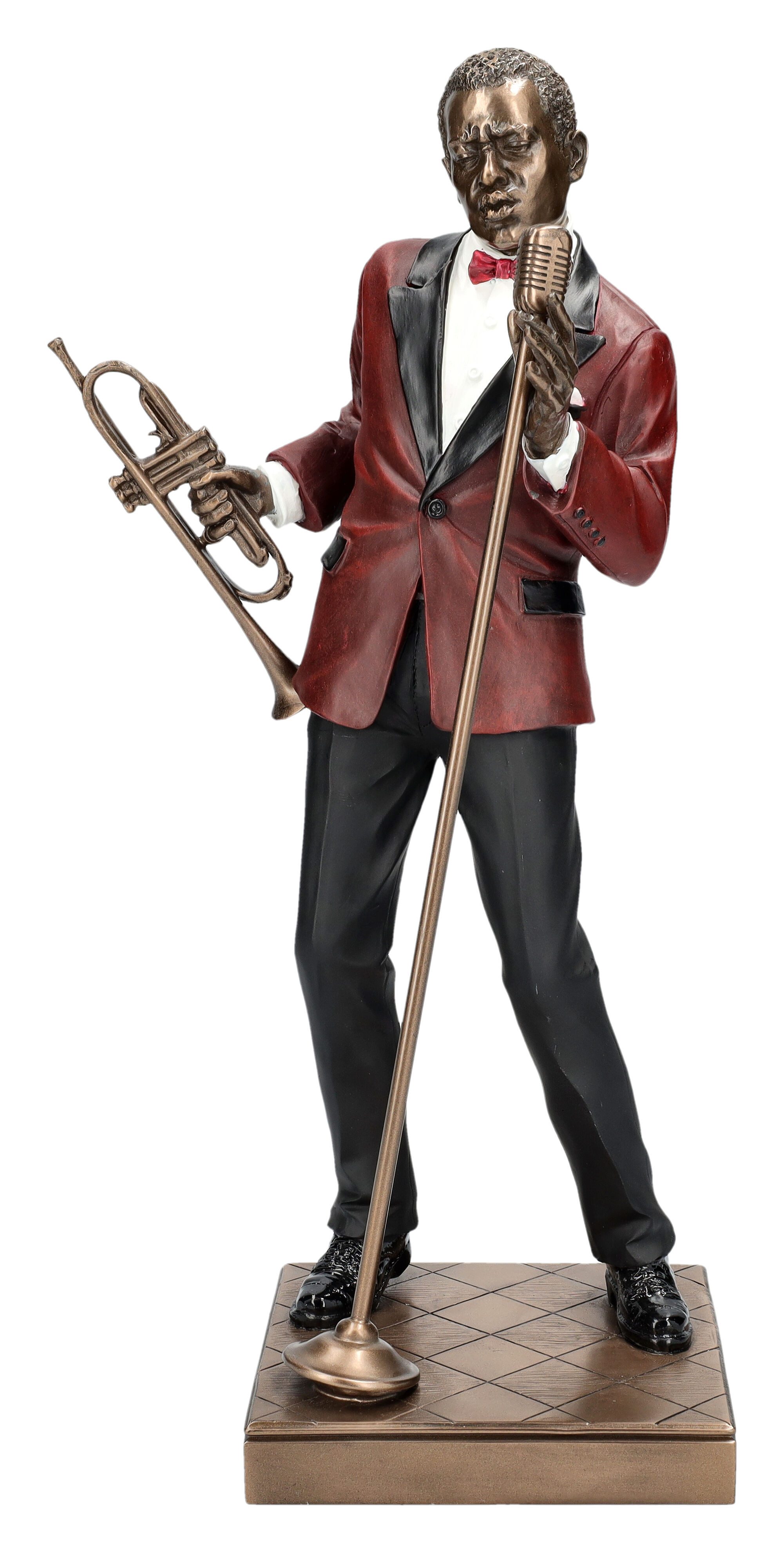 Figuren Shop GmbH Dekofigur The Jazz Band Figur - Sänger mit Trompete rot - Veronese Musiker Deko