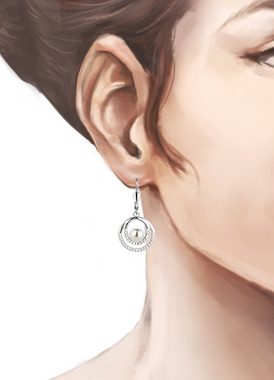 Schöner-SD Paar Ohrhänger Perlenohrringe hängend rund Silberohrringe Hänger, 925 Silber, rhodiniert