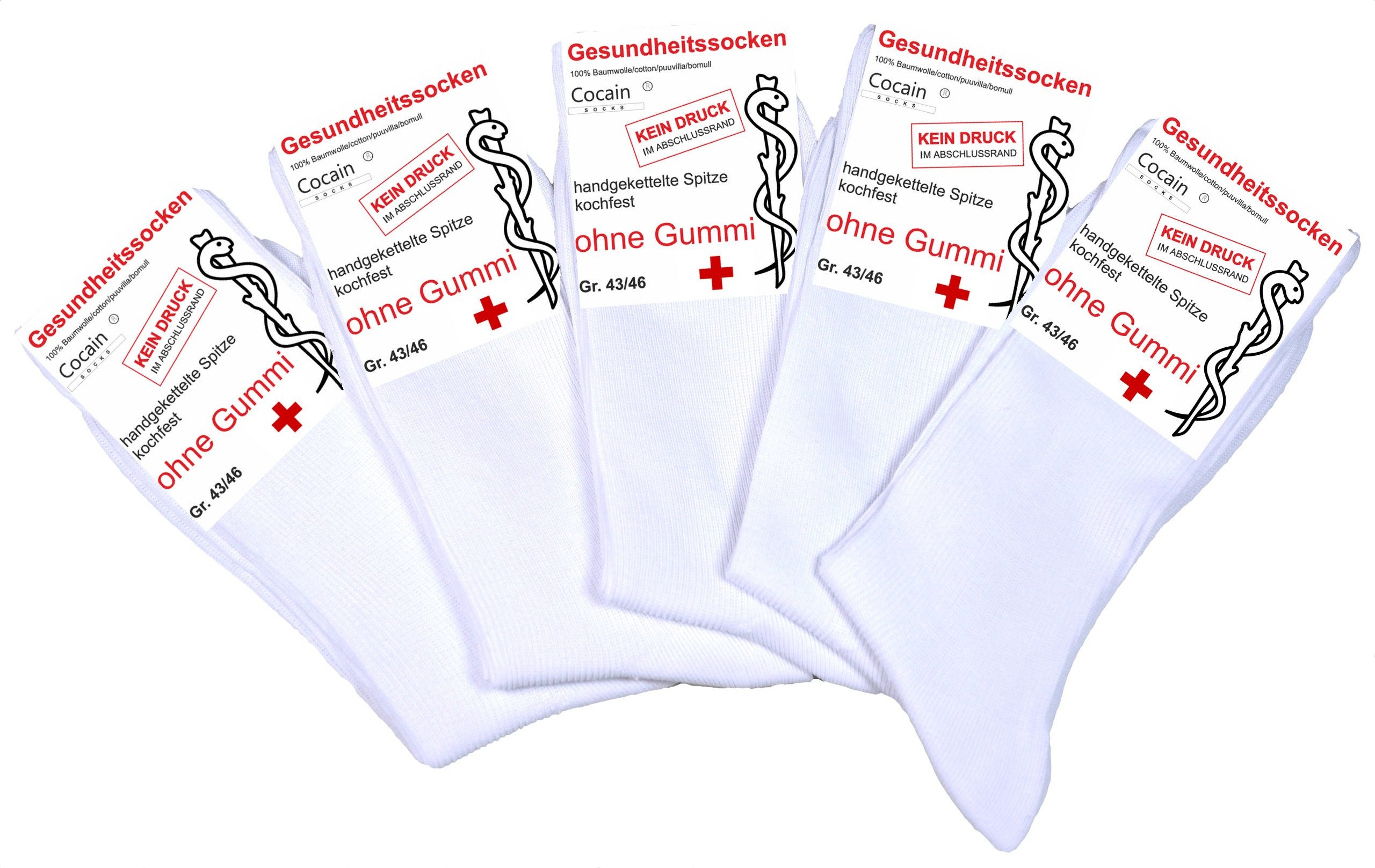 Cocain underwear Gesundheitssocken 100 Venensocken Arzt-Socken Größe 35 bis 50 100% Baumwolle Diabetiker (100-Paar) kochfest - 100% Baumwolle - für Diabetiker geeignet