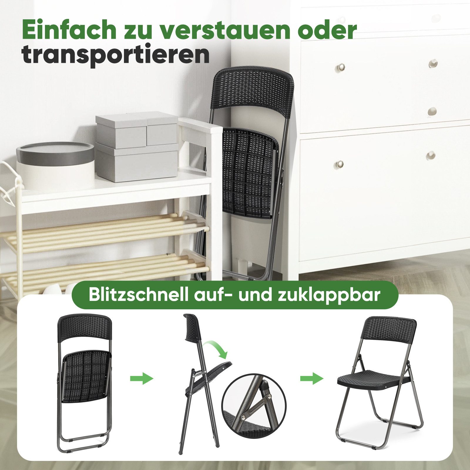 Sekey Klappstuhl Gartenstuhl Klappbar Klappstuhl Polyrattan Campingstuhl Wa günstig online kaufen