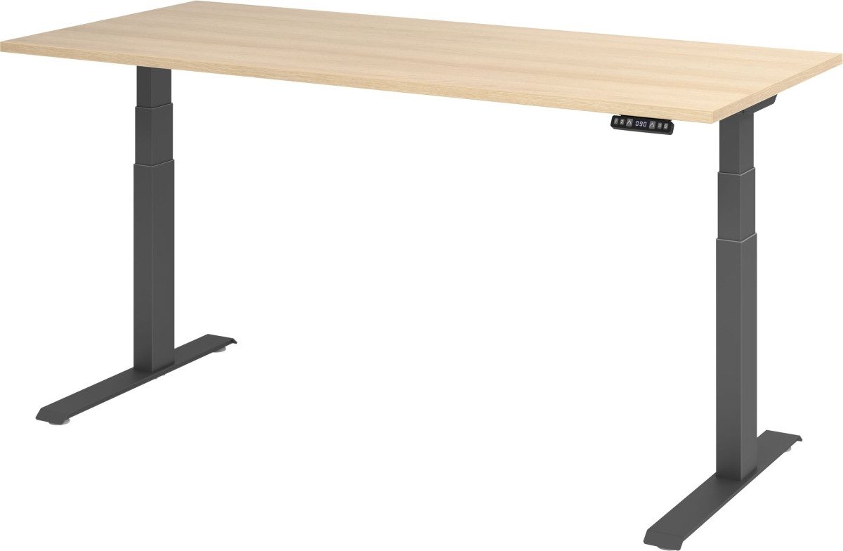 Schreibtisch Sitz-Steh-Schreibtisch elektrisch 180x80cm Eiche/Silber