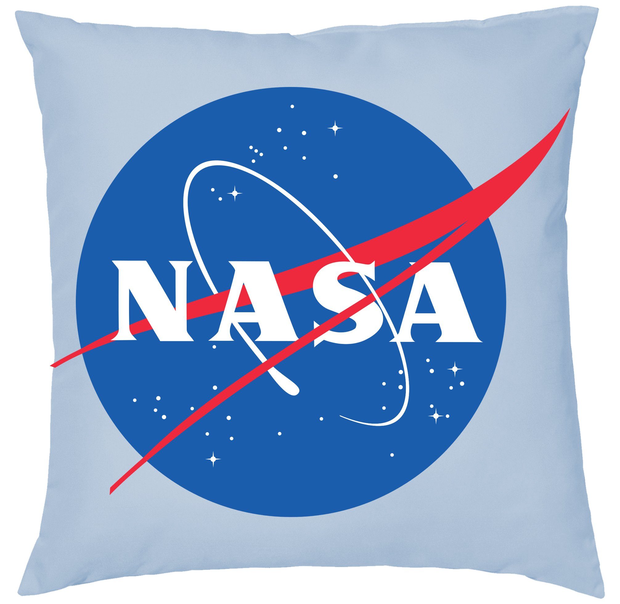 Blondie & Brownie Dekokissen Nasa Rakete Mond Mars Elon Mission mit füllung Hellblau