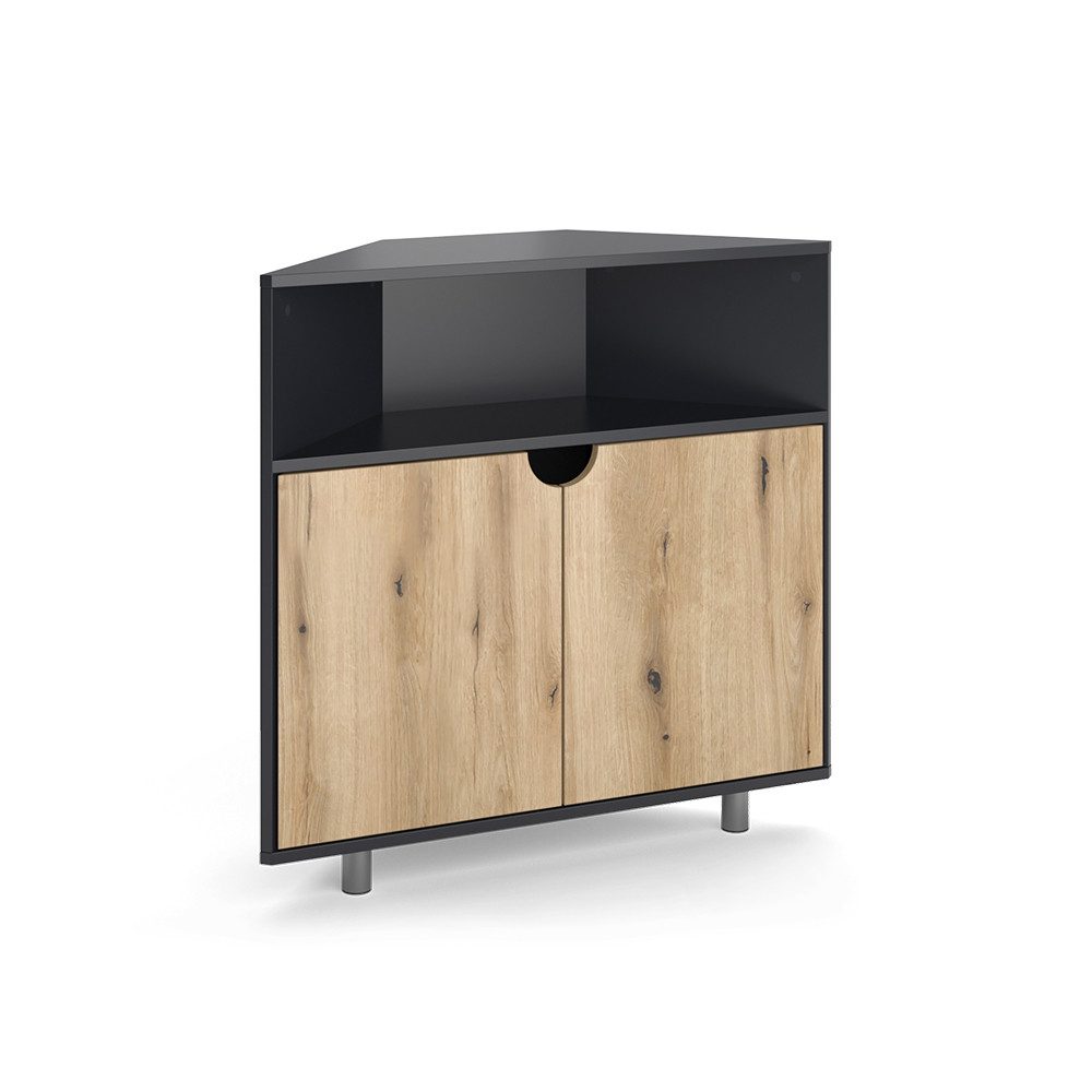 Vicco Kommode Inaro, Anthrazit/Eiche, 79 x 76 cm mit 3 Fächern (1 St)