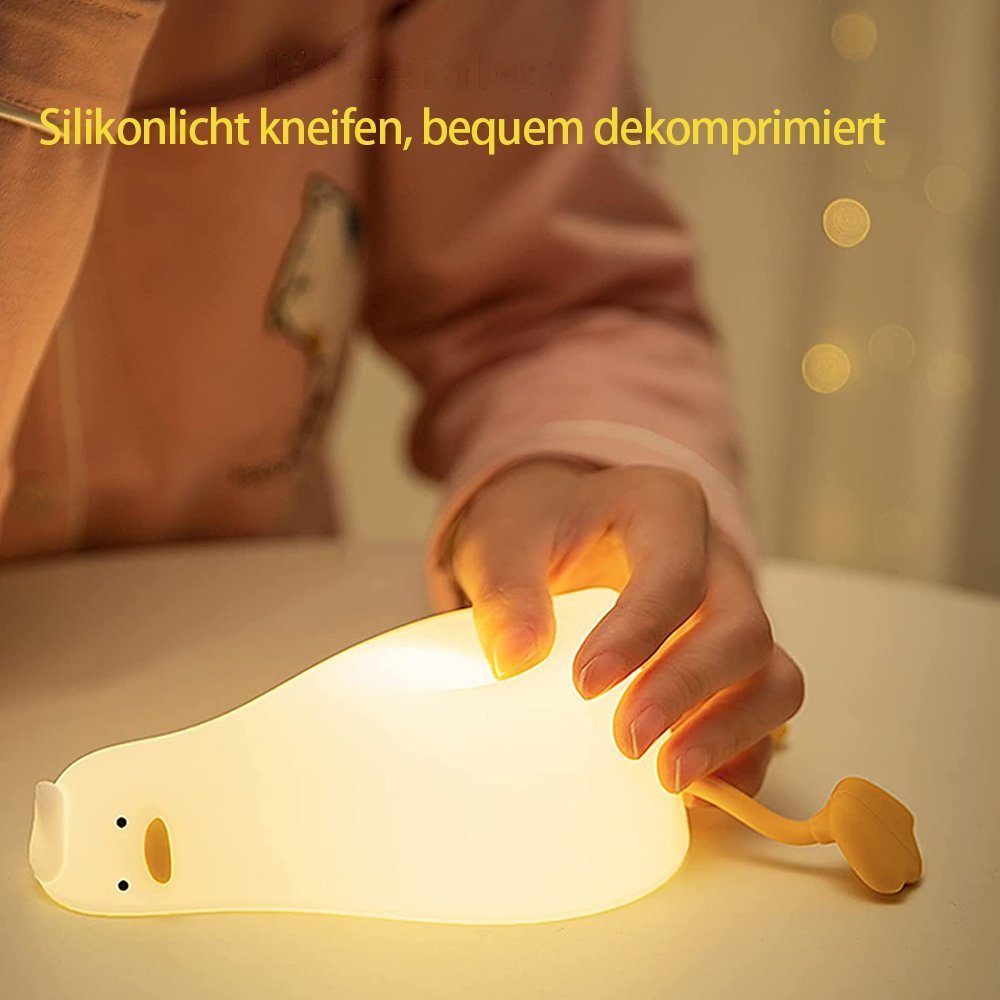 GelldG Nachtlampe Flach Nachtlicht Ente LED LED Kinder, Ente Liegende Nachtlicht Silikon