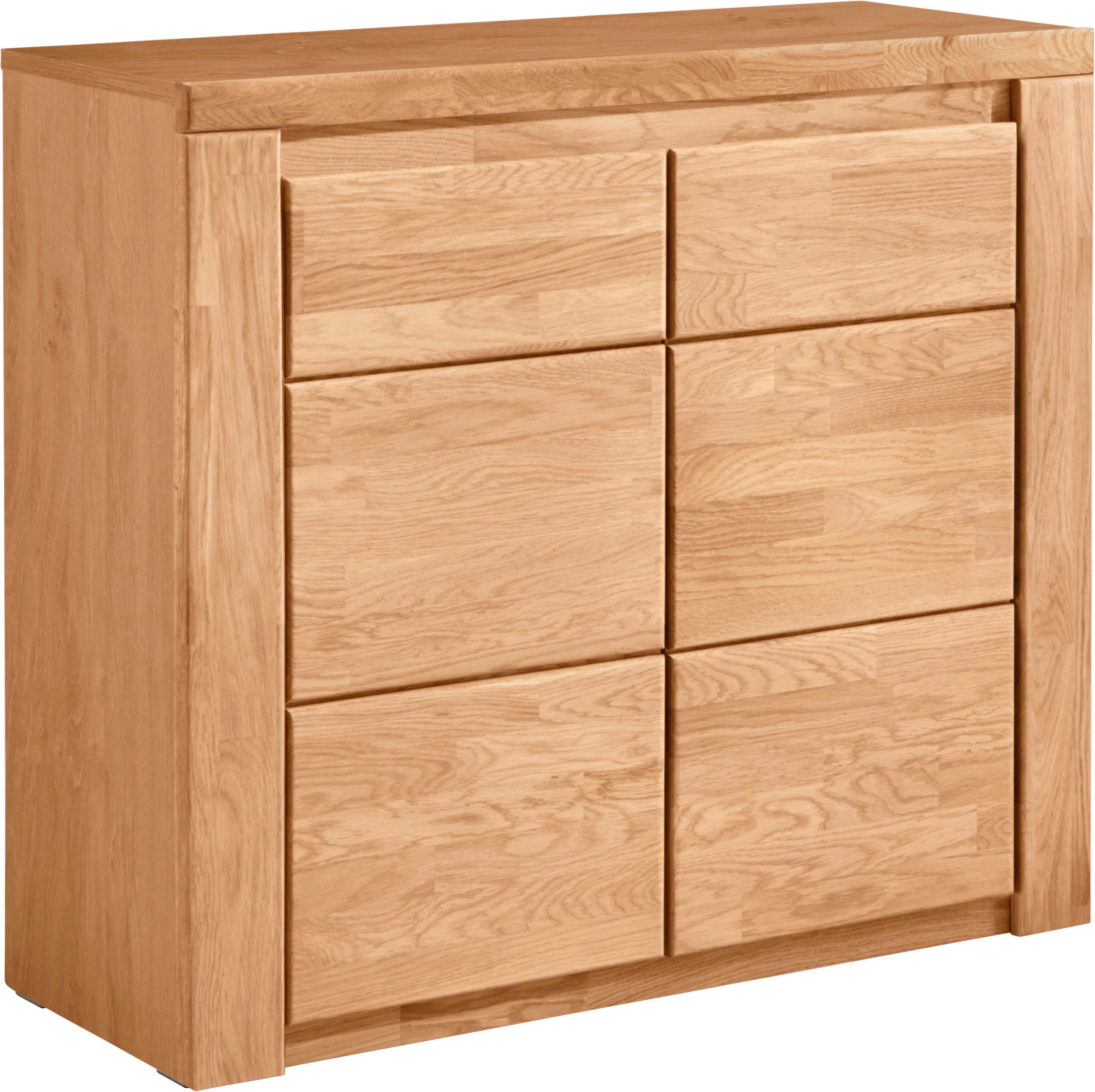 OTTO home Kommode Burano,90cm breit,35 cm tief, Fronten Massivholz, Holz massiv, Holzwerkstoff,2 Türen,2 breite Fächer