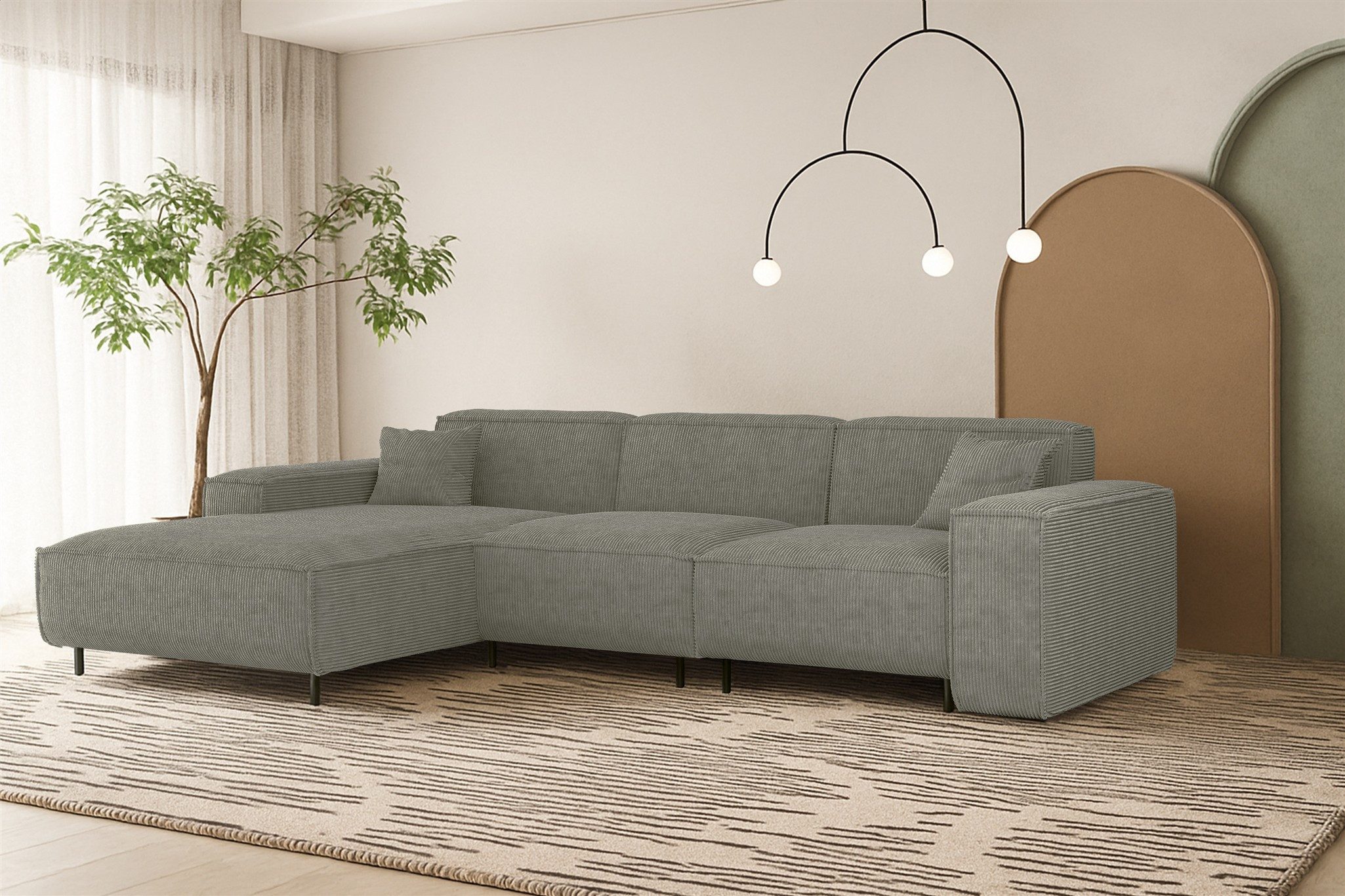 Ecksofa Designersofa FUN GEMA mit Ottomane in Stoff